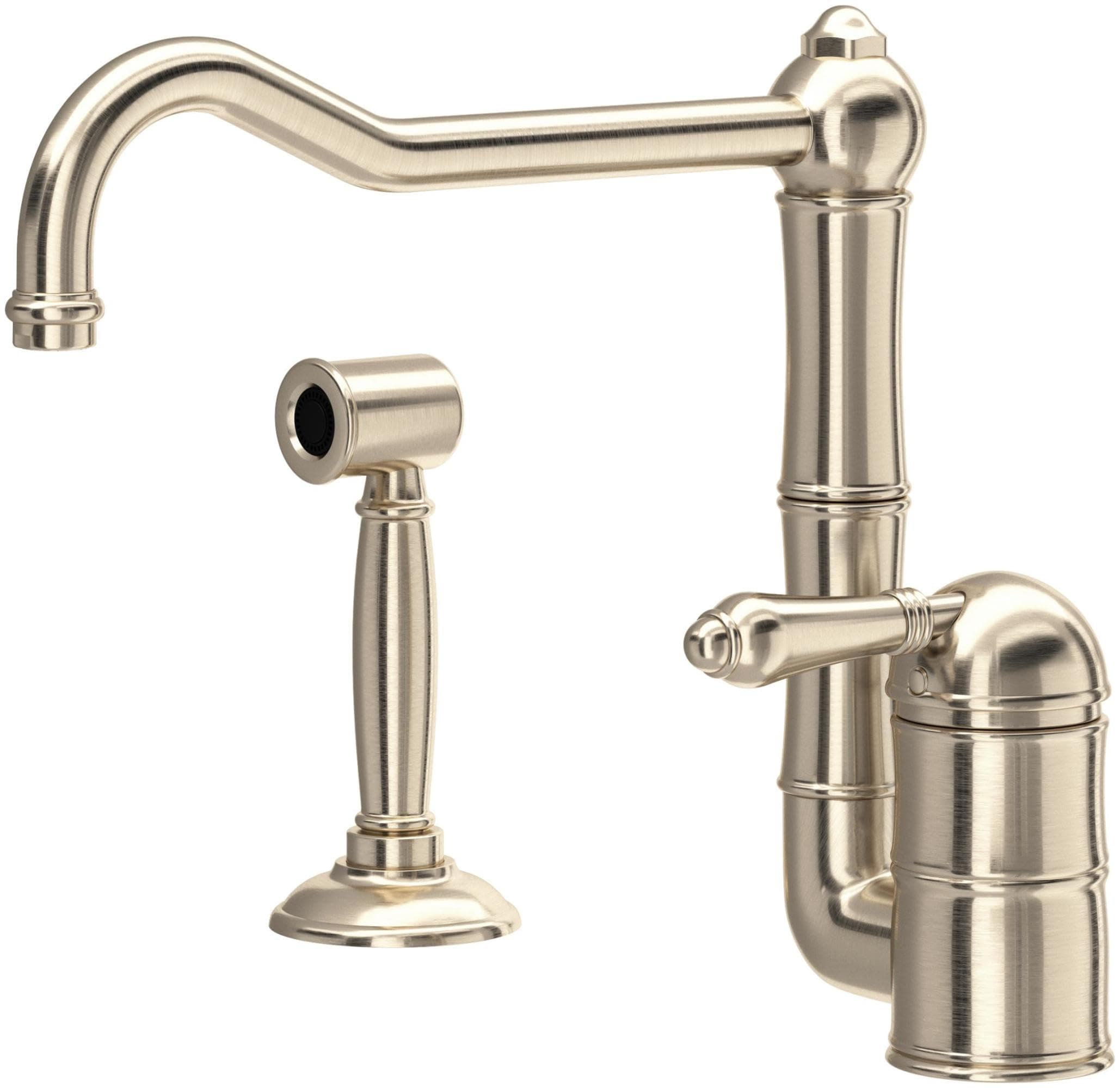 A3608LMWSSTN-2 Single Handle Column Spout Kitchen Faucet with Sidespray, Satin Nickel