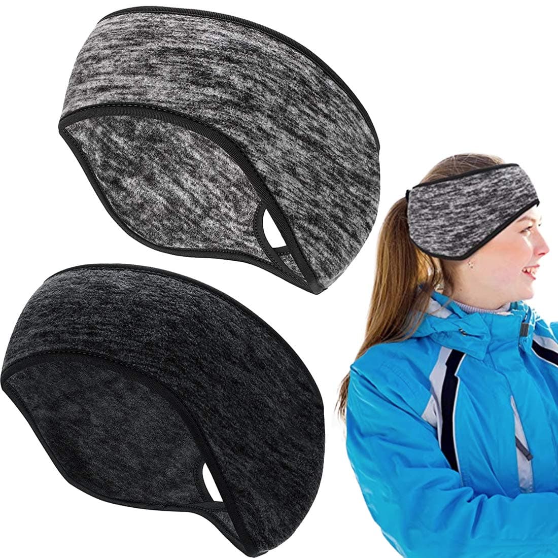 Fleece Ponytail Headband, Lightweight Winter Headband Ear Warmers Stretchy Sport Band, for Women Yoga/Skiing/Running/Cycling/Outside Sport