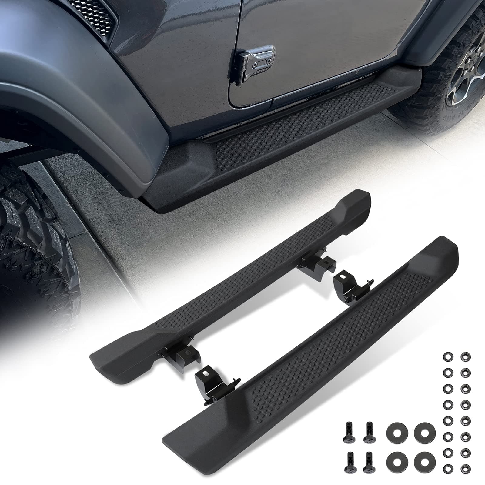 2 Door Running Boards Nerf Bars Replacement Fit for Jeep Wrangler JL 2018 2019 2020 2021 2022 2023 2024 Side Steps Black 2pcs