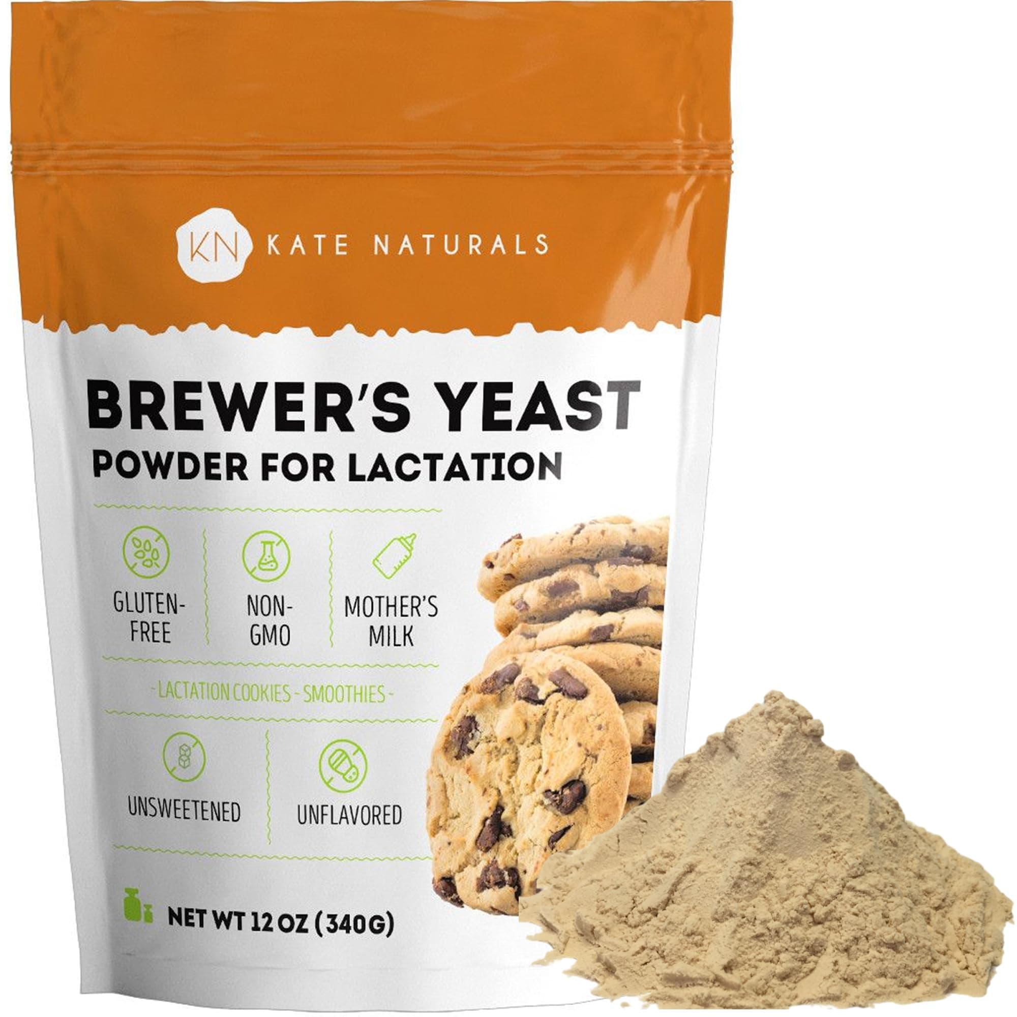 Brewers Yeast Powder for Lactation Support & Nursing Moms. Debittered Brewer's Yeast for Lactation Cookies & Lactation Supplement (12oz, Gluten Free, Non-GMO)