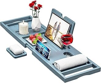 Premium Bathtub Caddy Tray - Bath Tray - Bath Tub Tray Table for Bathtub - Bath Caddy Tray for Bathtub, Expandable Size, Fits Most Bath Tubs - Grey