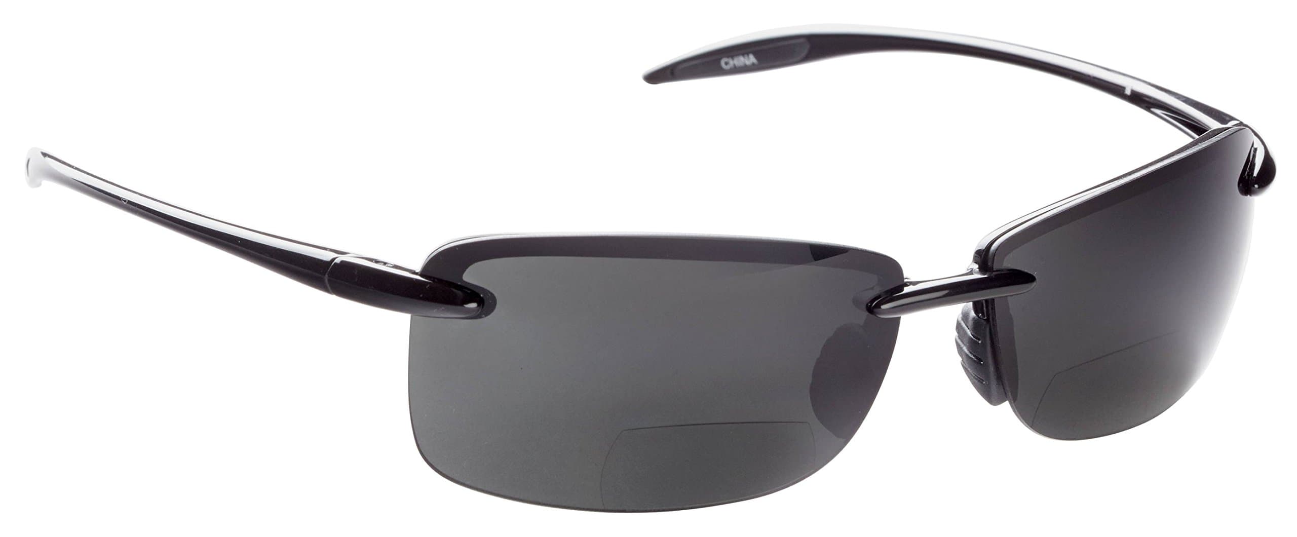 Guideline EyegearDel Mar Polarized Bifocal Sunglass with Deepwater Gray Lens, Shiny Black Frame