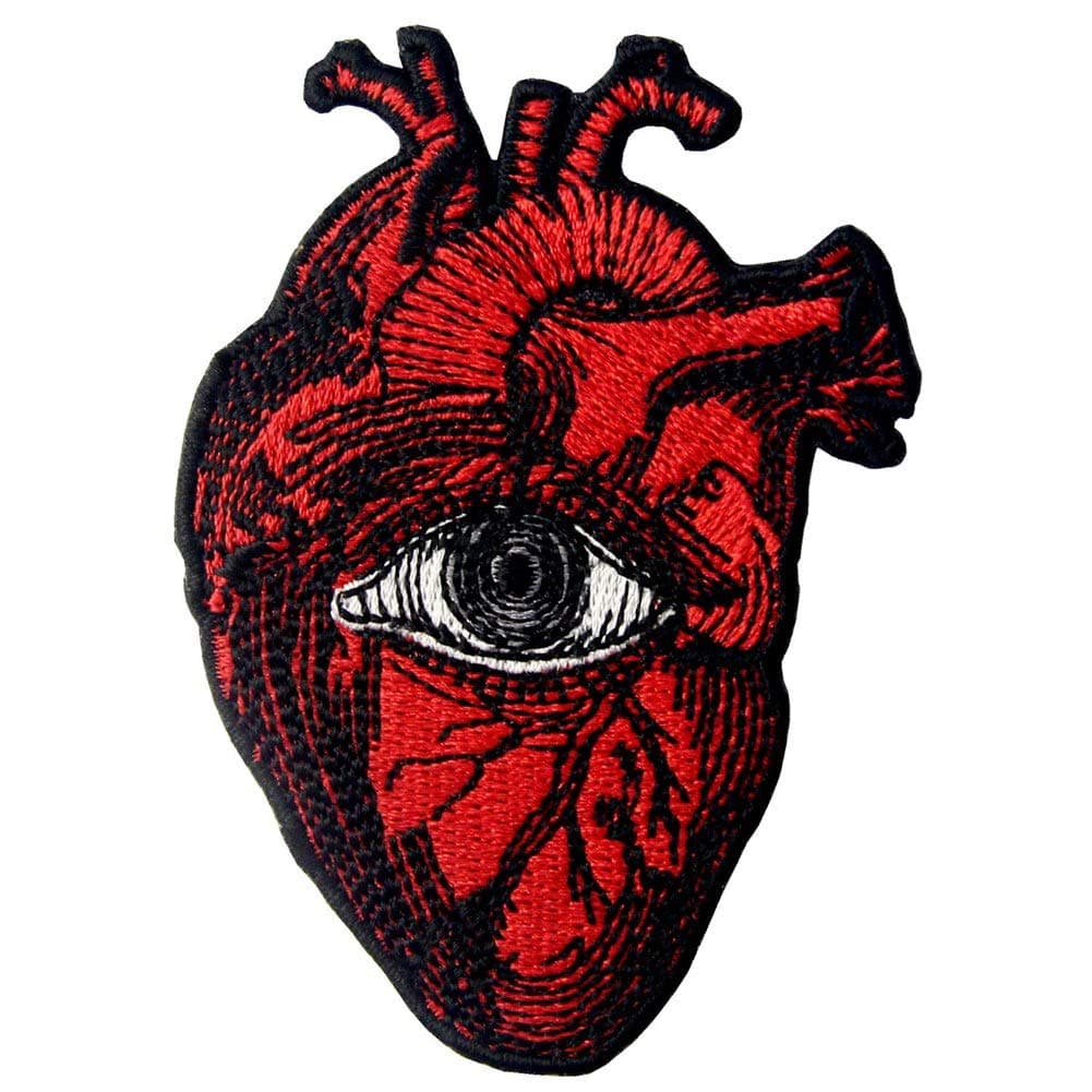 ZEGINs (Eye On Heart) - All Seeing Eye On Heart Patch Embroidered Badge Iron On Sew On Emblem