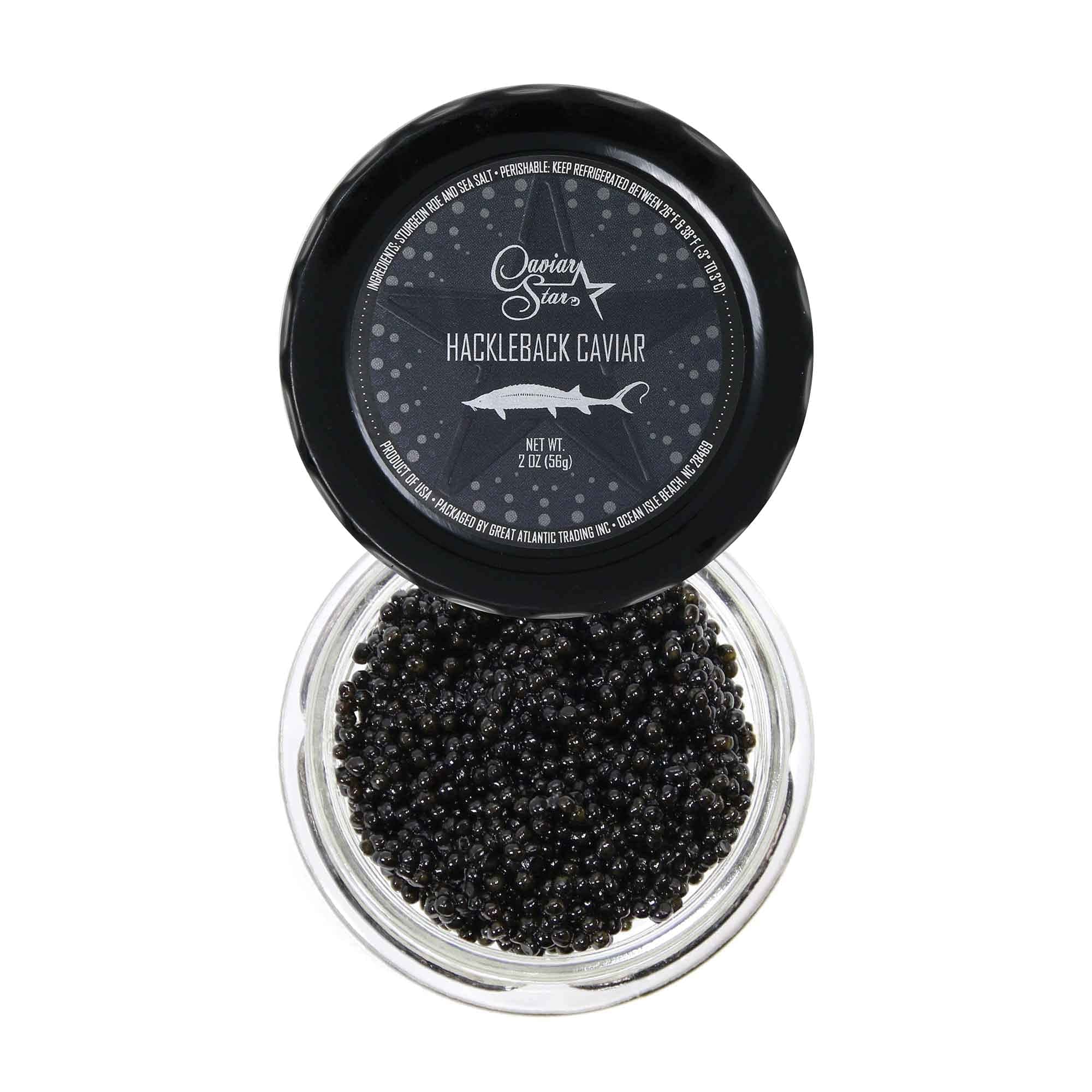 - Caviar Star American Hackleback Sturgeon Caviar | Black Caviar Food | Fresh, Domestic Black Sturgeon Roe | Delicious Mild Flavor, Real Caviar Seafood | Ideal for Sushi and Whole Food Recipes (2 Oz)