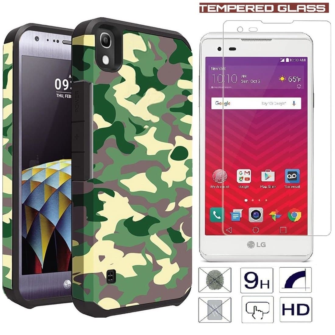 LG Tribute HD LS676 / LG X Style L56VL K200 Designer Prints Case Heavy Duty Full-Body Shock Impact Protection Dual Layer Slim Armor Case (Fatigues Camo)