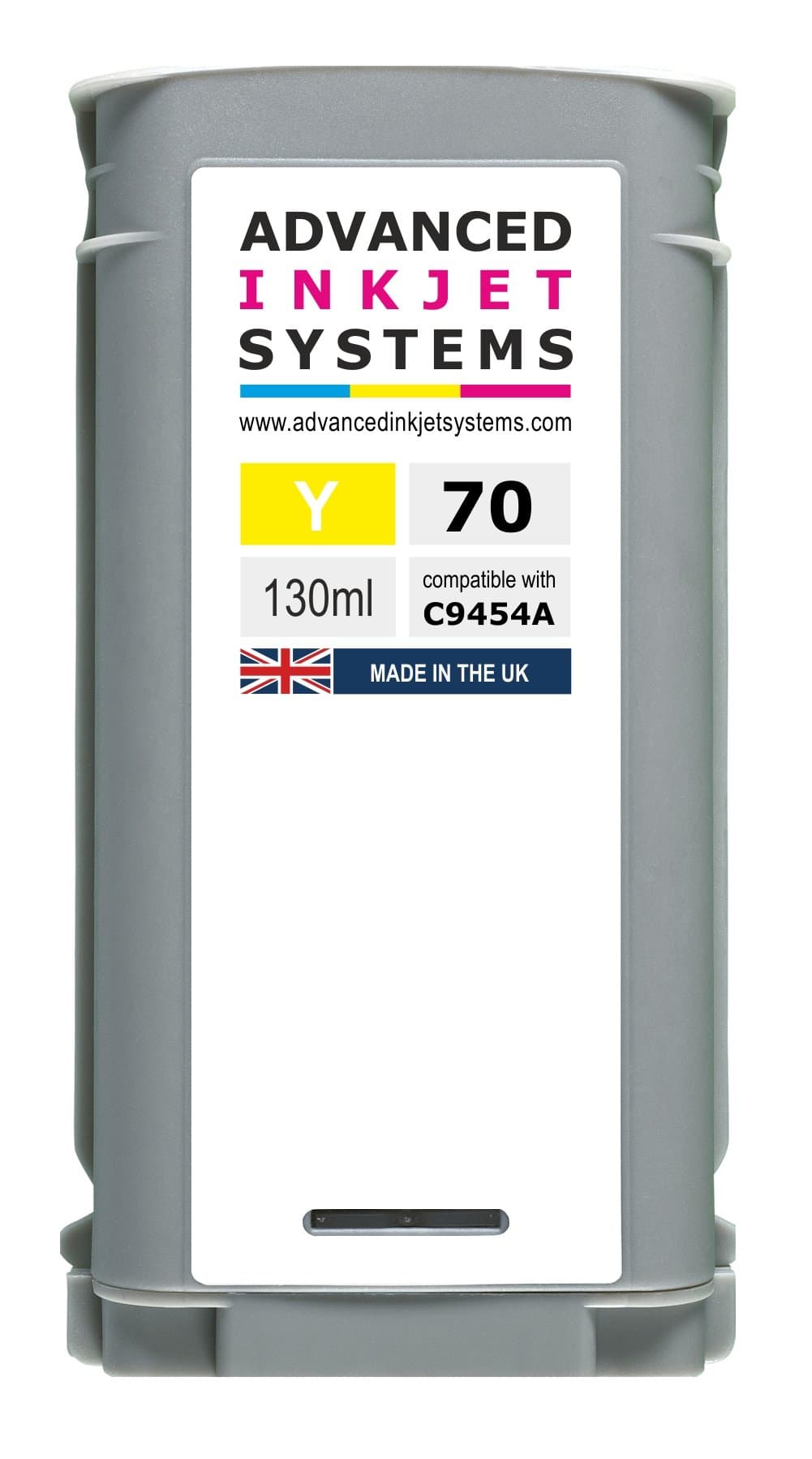 U.K. Manufactured Nr 70 130ml Y Yellow Cartridge (C9454A) For HP Z2100 Z3100 Z3200 Z5200 Z5400
