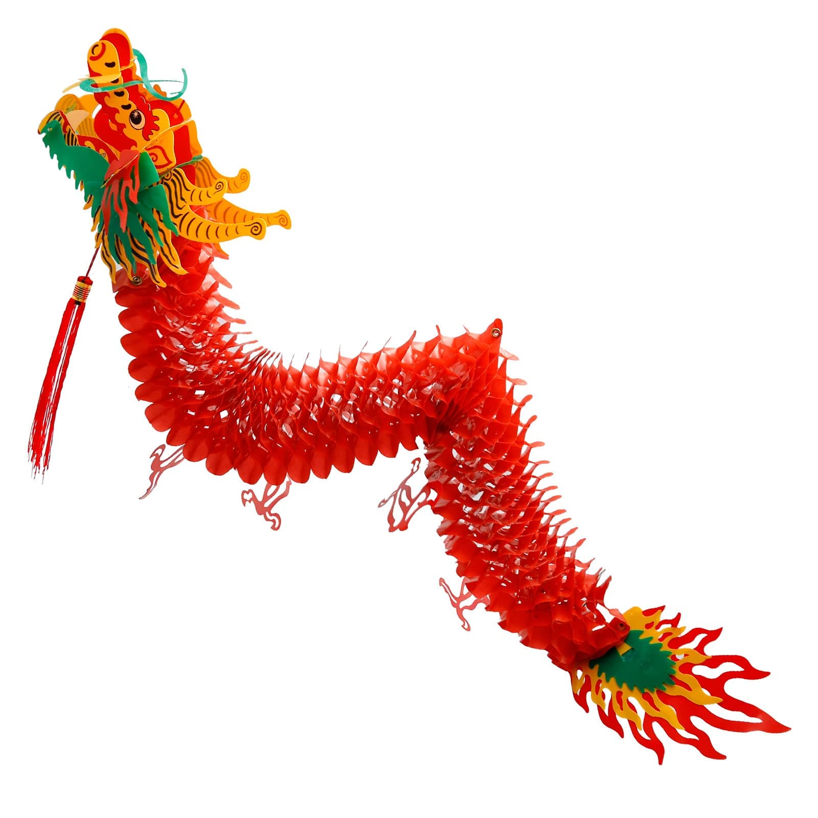UOIENRT 3D Chinese New Year Paper Dragon Garland, Hanging Decoration for New Year Party Ornaments, 60 Inches