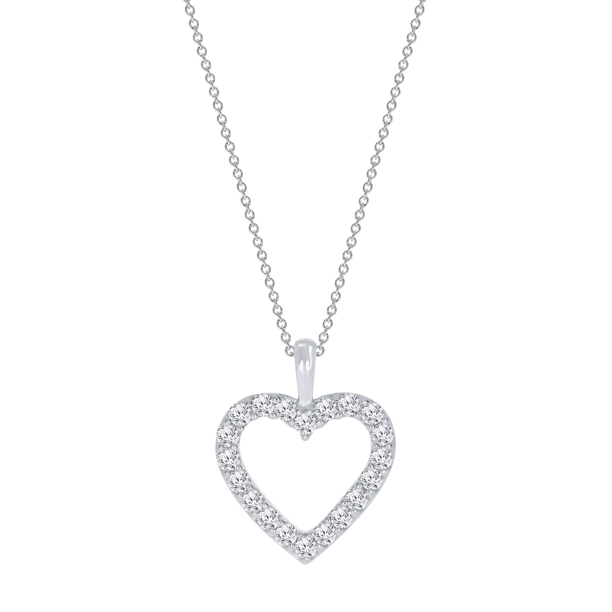 Elmas JewelryElmas 1/4ct Round White Natural Diamond 925 Sterling Silver Minimalist Heart Pendant Necklace for Women mothers Day Jewelry Gift