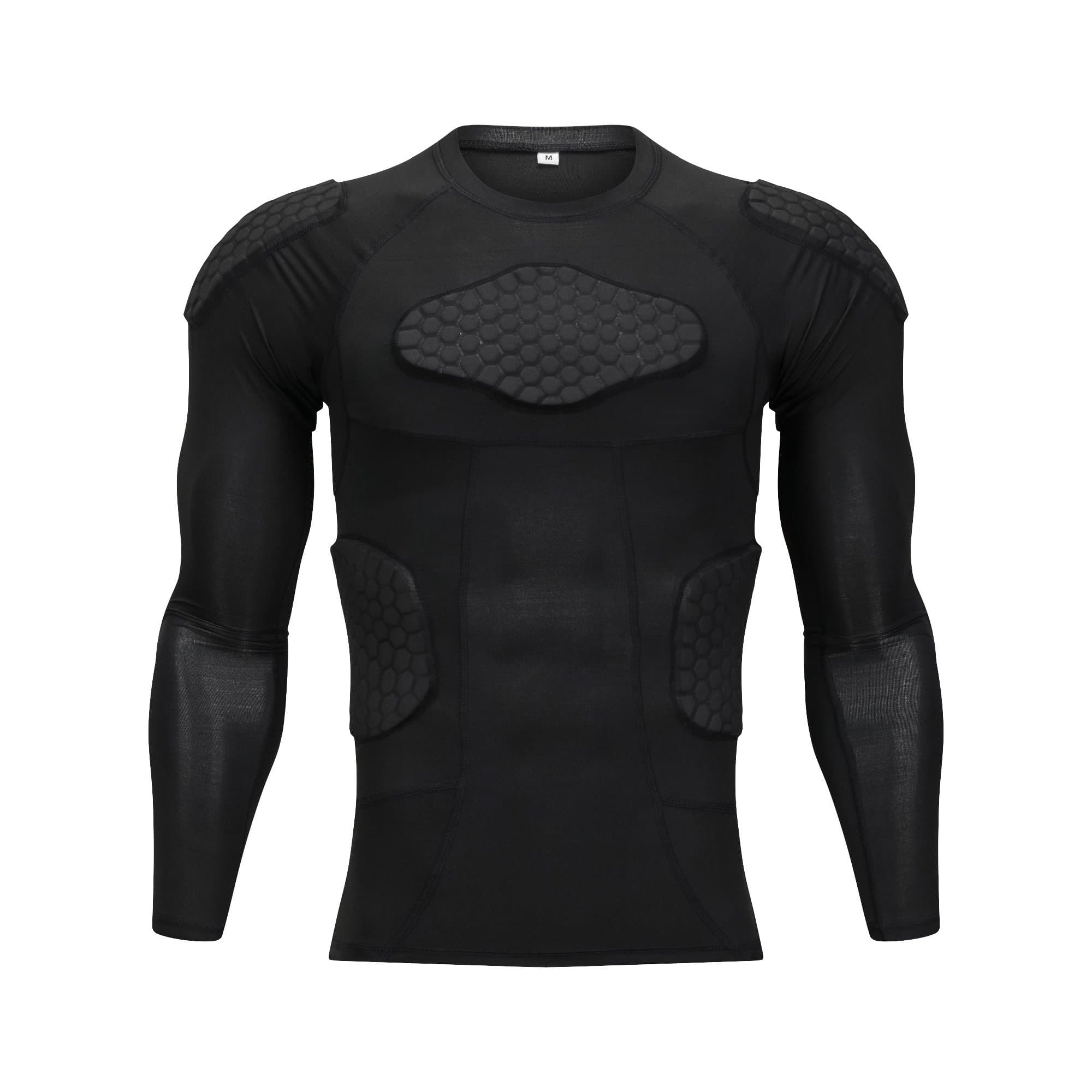 TUOY Classic Padded Compression Shirt - Long Sleeve Padded Protective Shirt