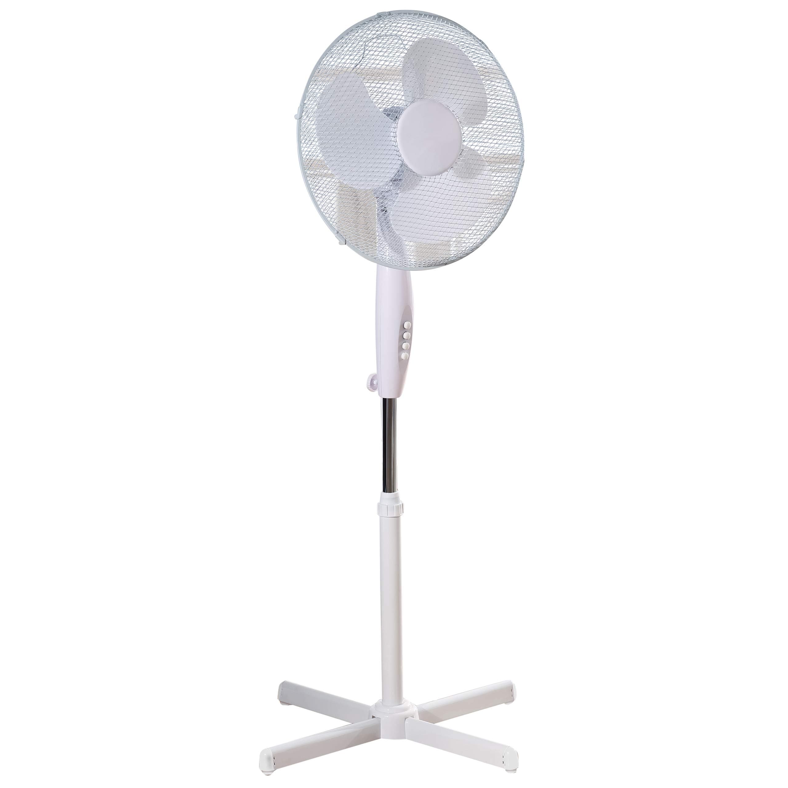 COL1065 16-Inch Pedestal/Stand Fan, Portable Fan for Home or Small Office, 3 Speed Settings, Sturdy Base, Easy-to-Use Key Switch, Ideal Cooling System - White
