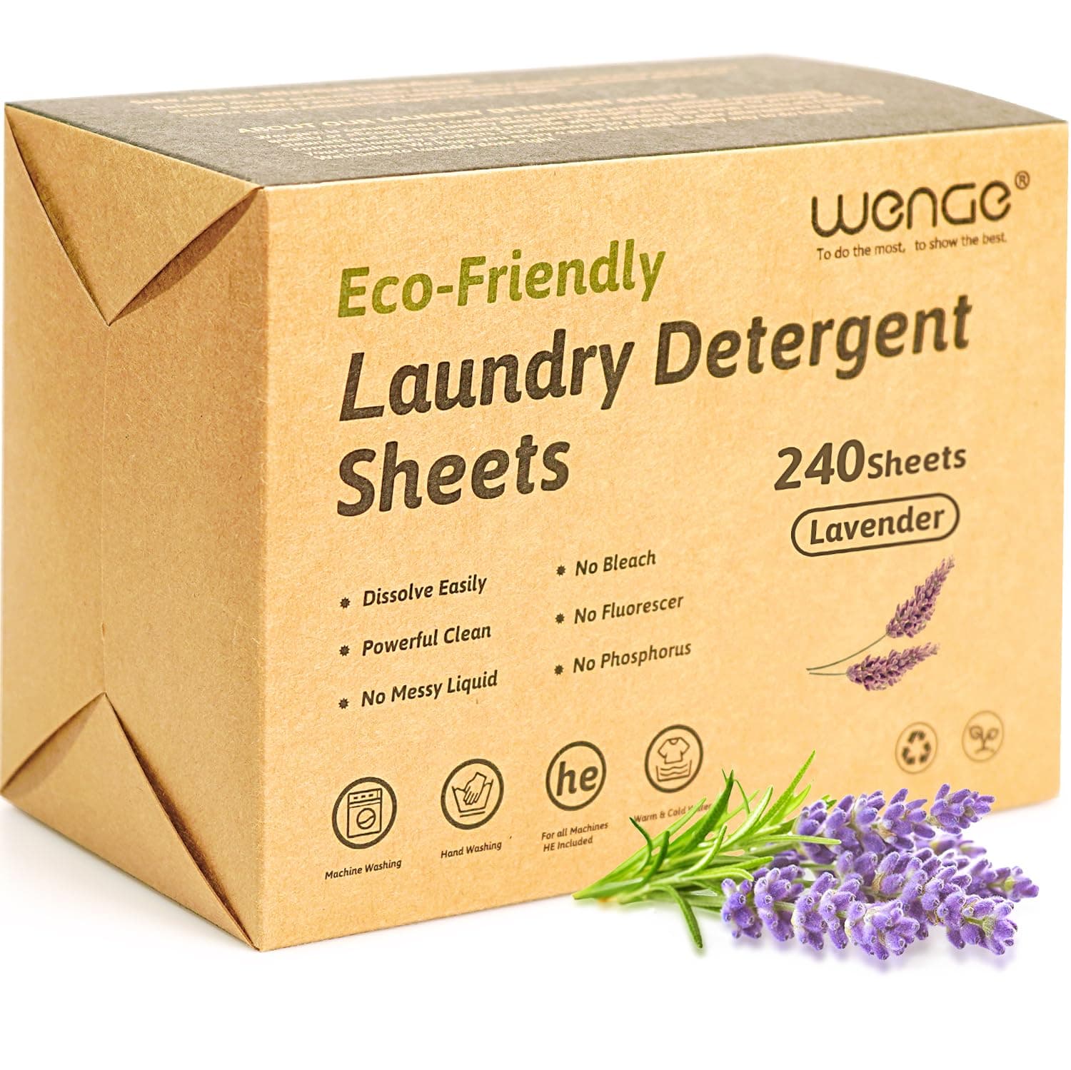 Eco-friendly Laundry Detergent Sheets - 240 Plastic-Free, Hypoallergenic Liquidless Washer Sheets for Home, Dorm, Travel, Camping (Lavender Scent)
