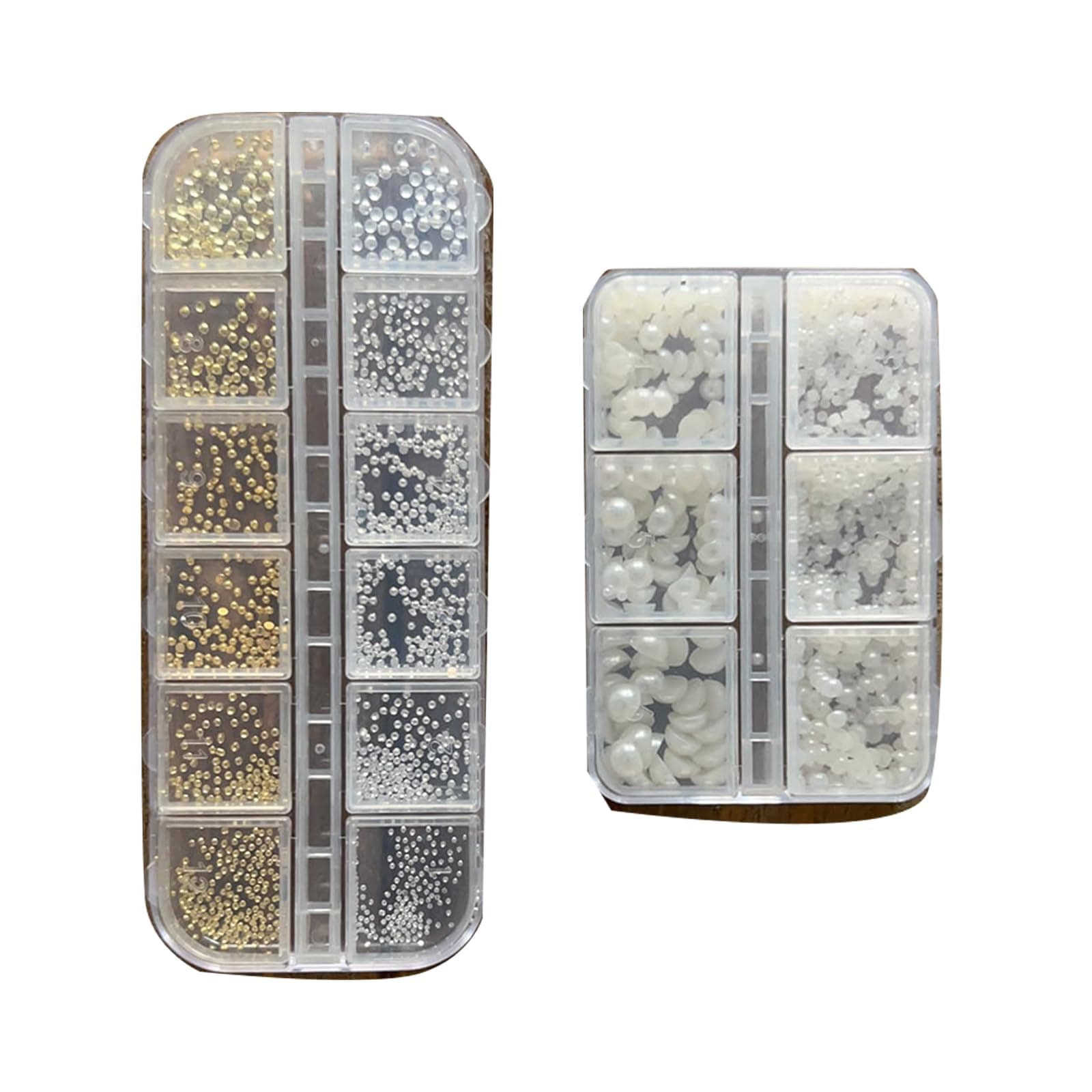 Nail Art Pearls Flatback Pearls Nail Charms Gold Silver YOSOMMK Luxurious YOSOMK Rhinestones Mixed Various Sizes 0.8mm-5mm for Women Nail Decoration+1