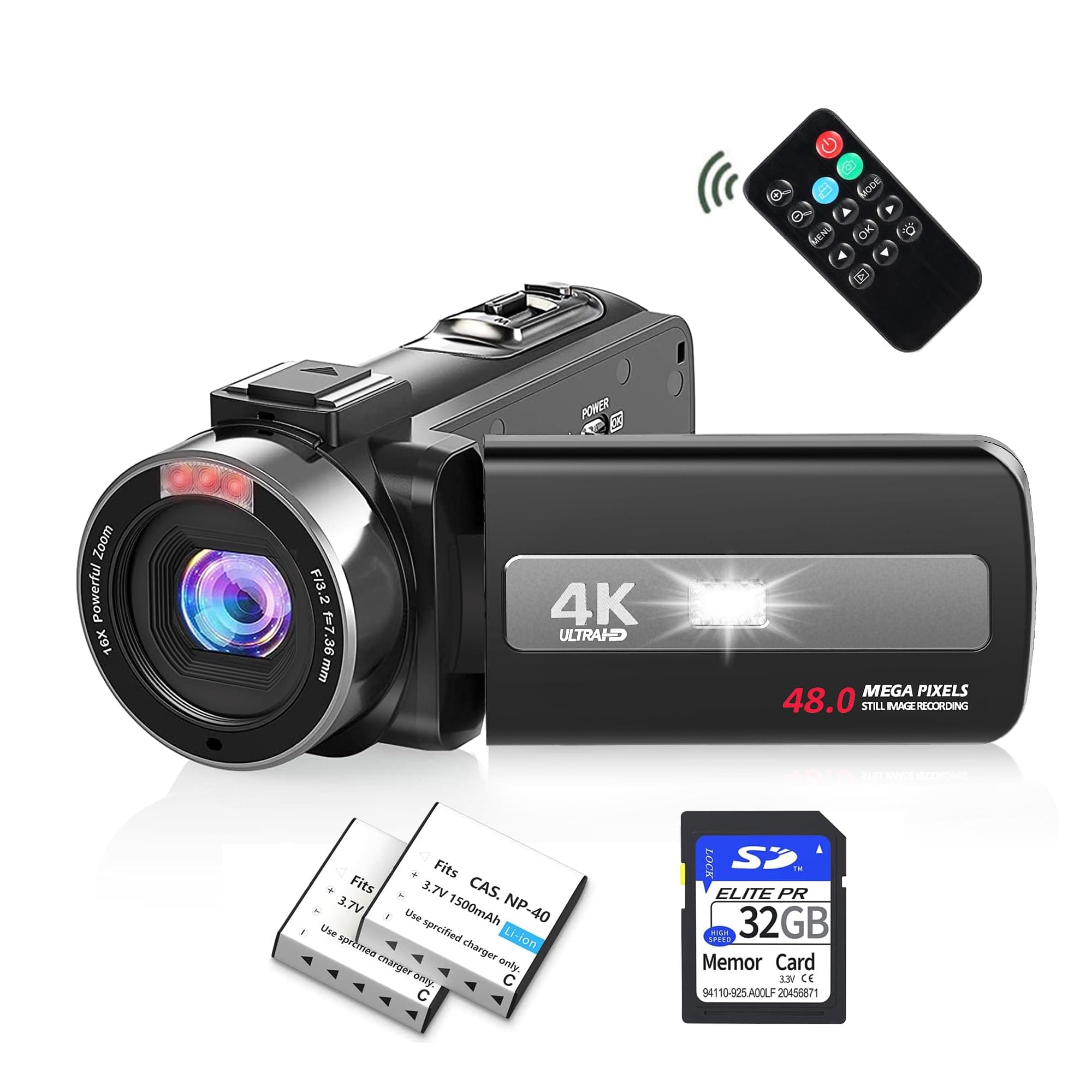 4K Video Camera Camcorder Ultra HD 4K 48MP YouTube Vlogging Camera Recorder with 3.0" IPS Touch Screen,IR Night Vision 18X Digital Zoom