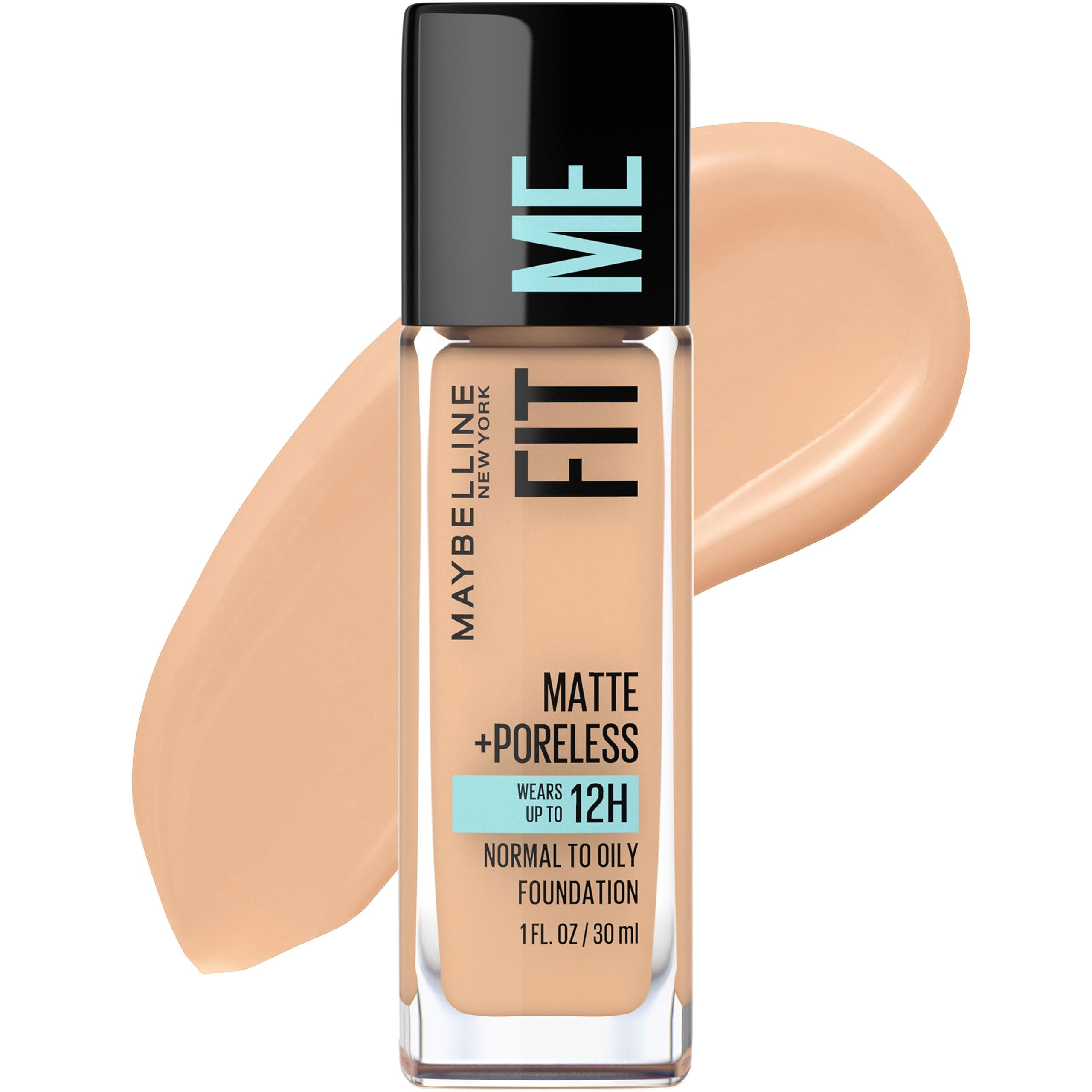 New York Fit Me Matte + Poreless Liquid Oil-Free Foundation Makeup, True Beige, 1 fl