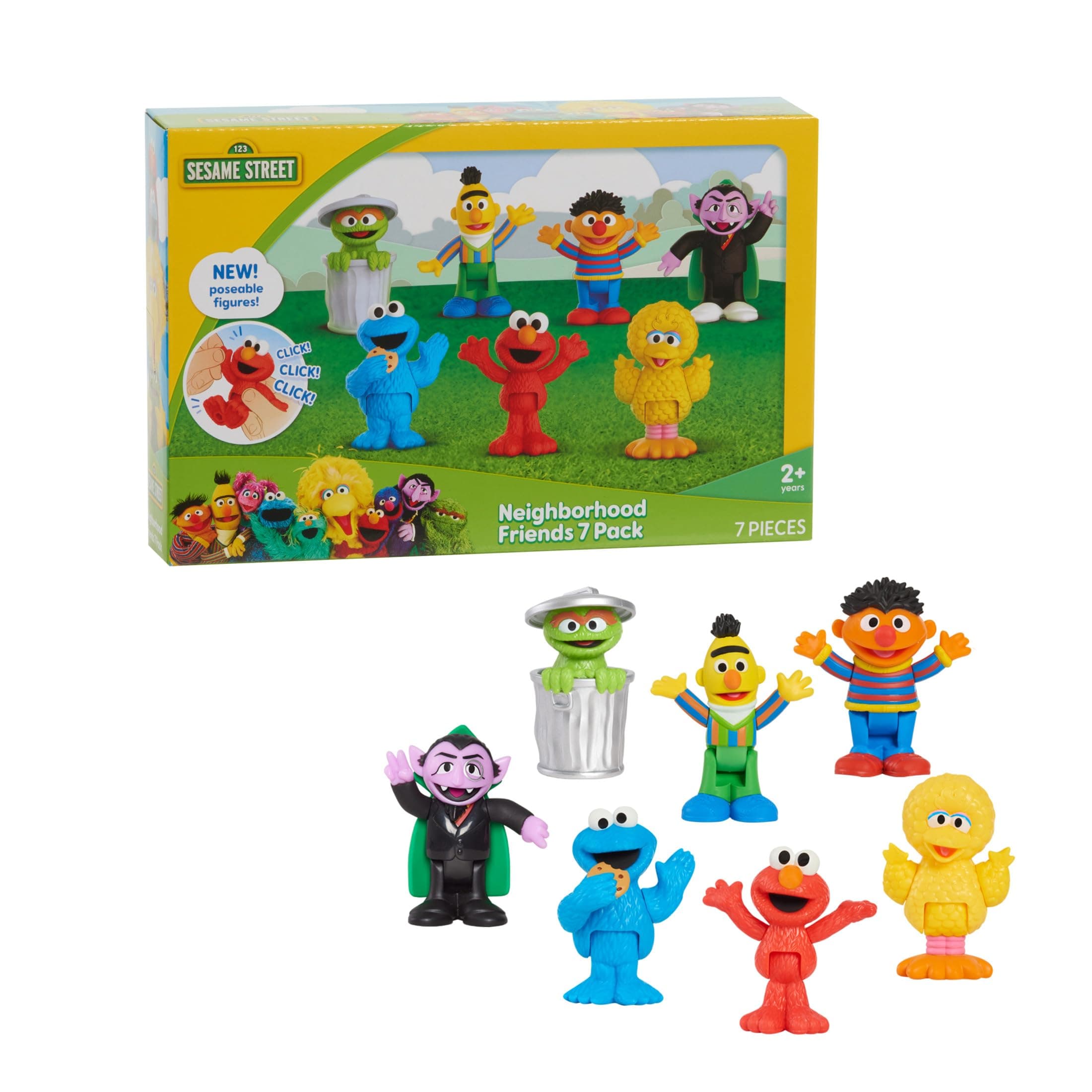 -Sesame Street Neighborhood Friends 7 Piece Poseable Figure Officially Licensed 2+ Gift & Present