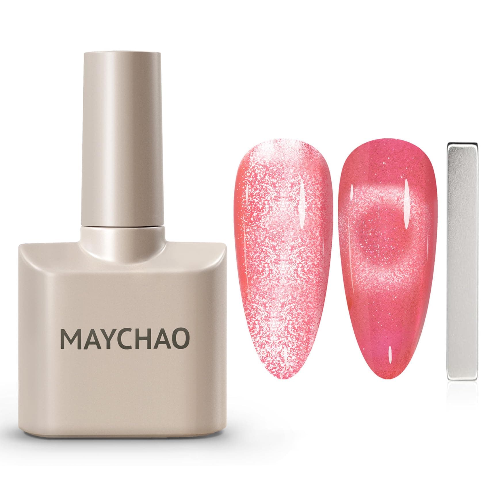 15ML Cat Eye Gel Nail Polish 1Pc Candy Pink Gel Polish Soak off Holographic Magnetic Nail Polish for Nail Art Manicure Salon DIY at Home, 0.5 OZ