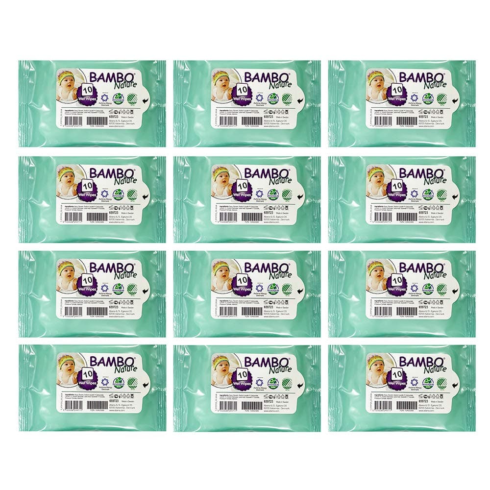 Bambo NatureEco-Friendly Travel Wipes 12 X 10S (120 Wipes)