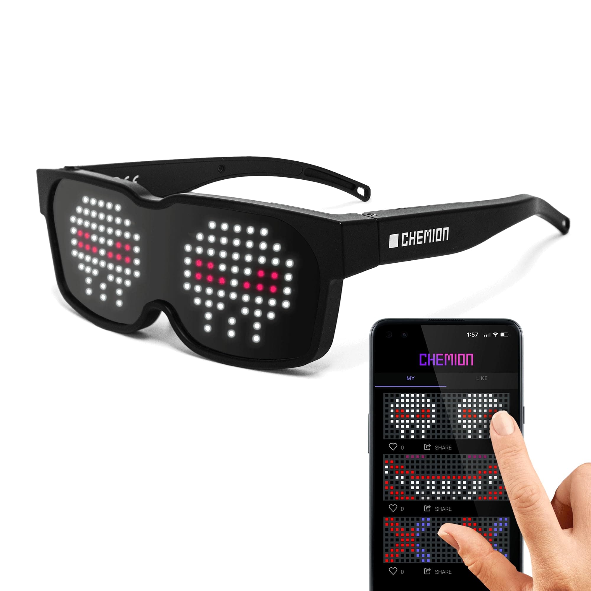 CHEMION - Unique Bluetooth LED Glasses - Display Messages