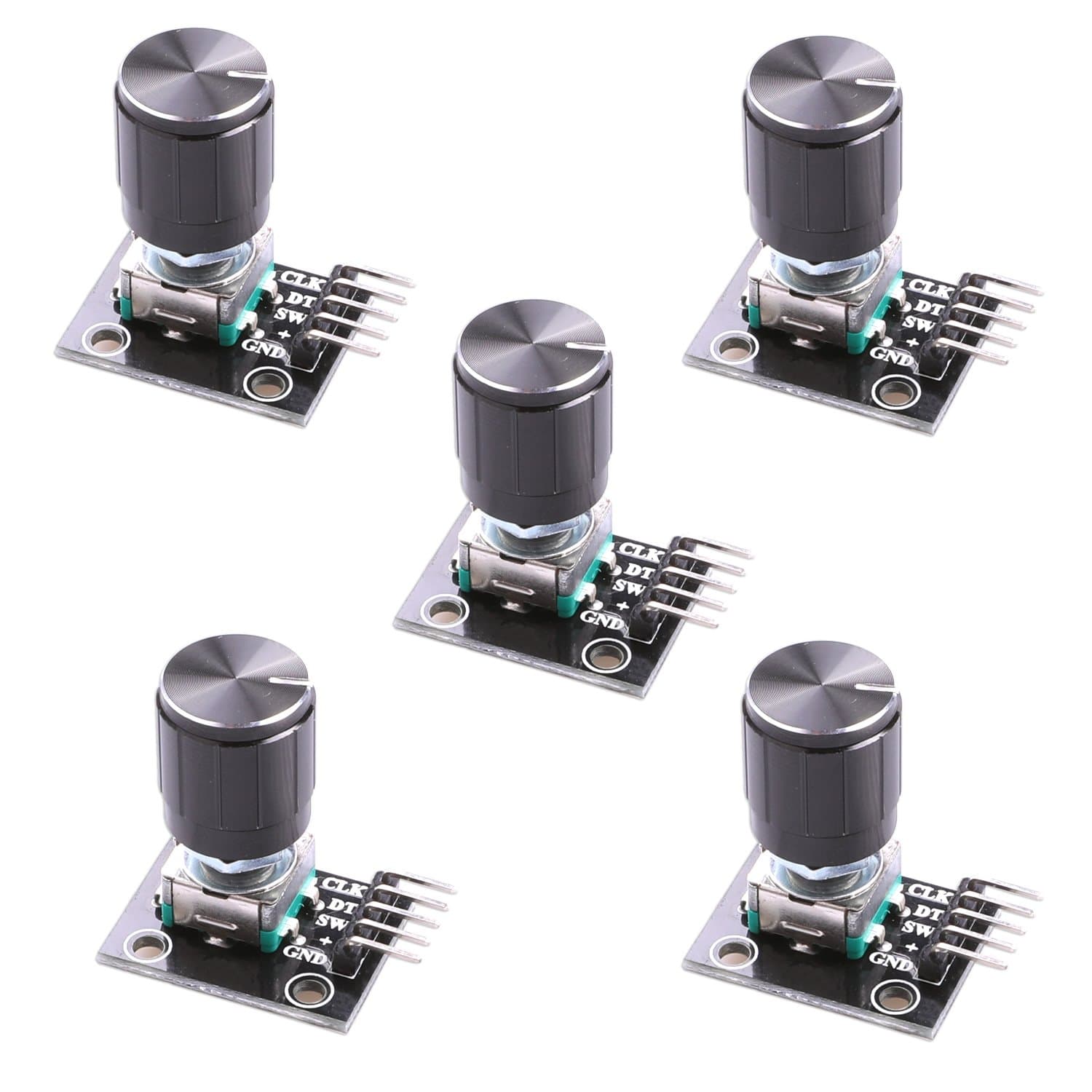 Hikig 5Pcs KY-040 Rotary Encoder Module with 15×16.5 mm with Knob Cap for Arduino (Pack of 5) HKT1062