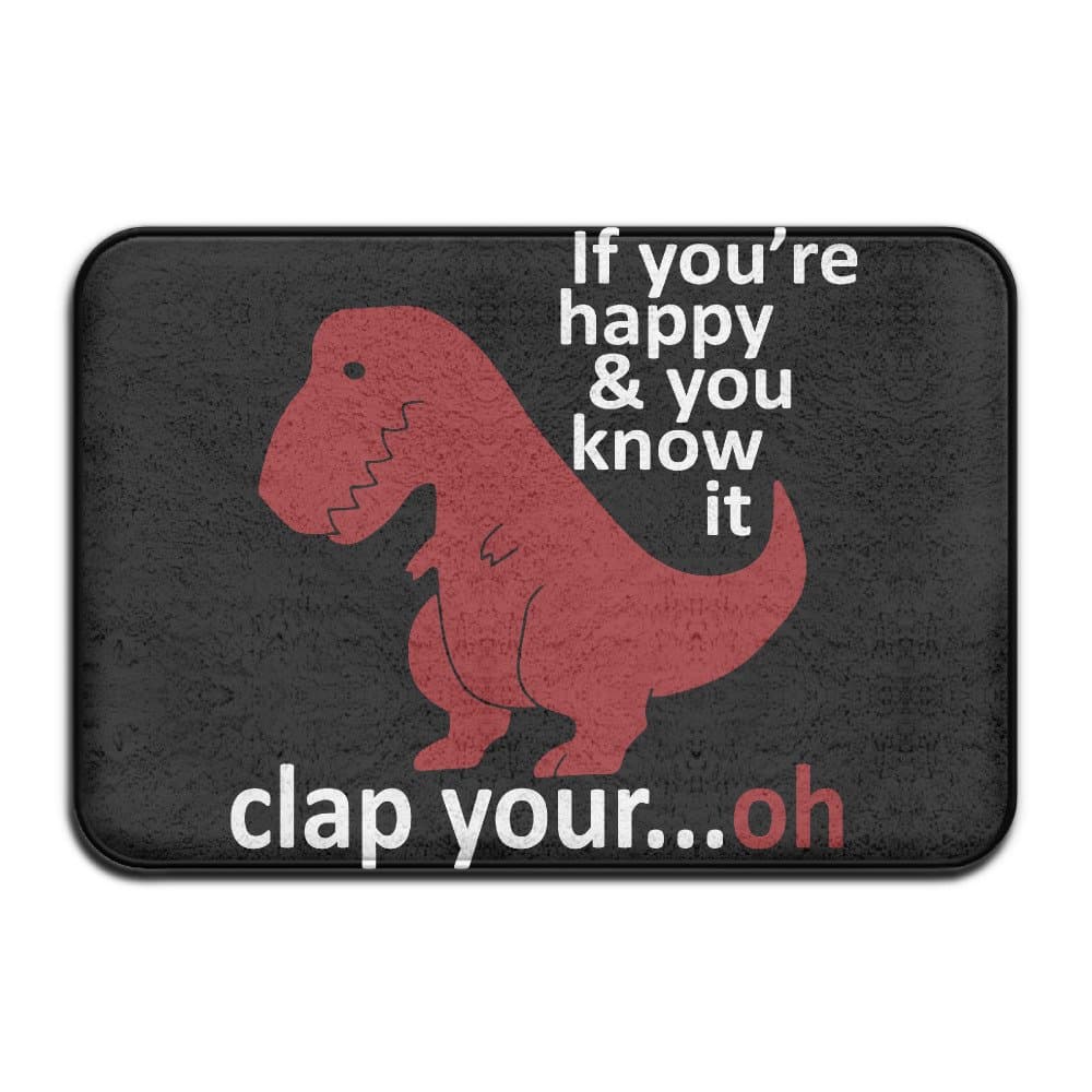 T Rex If You Are Happy Clap Your Hands T-Rex Front Door Mats