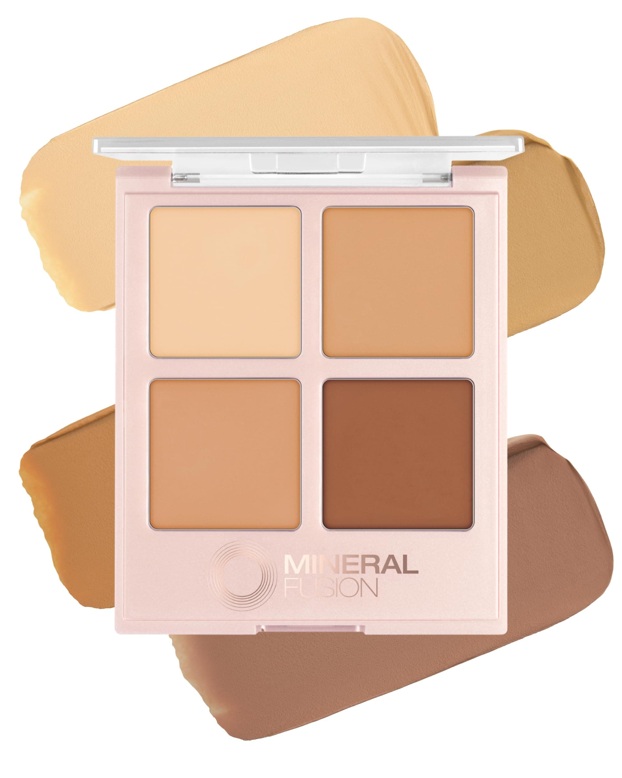 Makeup Cream Concealer Eye Palette Quad - 4 Warm to Dark Shades - Decadence - Blemish Concealer & Under Eye Brightener - With Vitamin C & E - Hypoallergenic