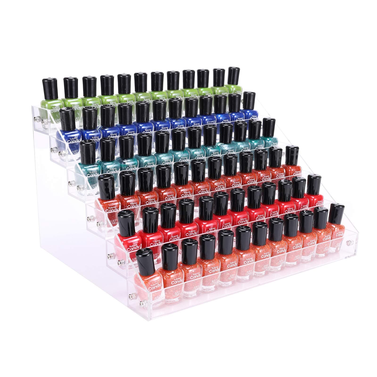 Clear Nail Polish Paint Organizer Holder Rack Shelf 6 Tier Acrylic Tattoo Ink Essential Oil Display Stand Holds Up to 48-96 Bottles for Table (Fit 1-2oz Bottles)