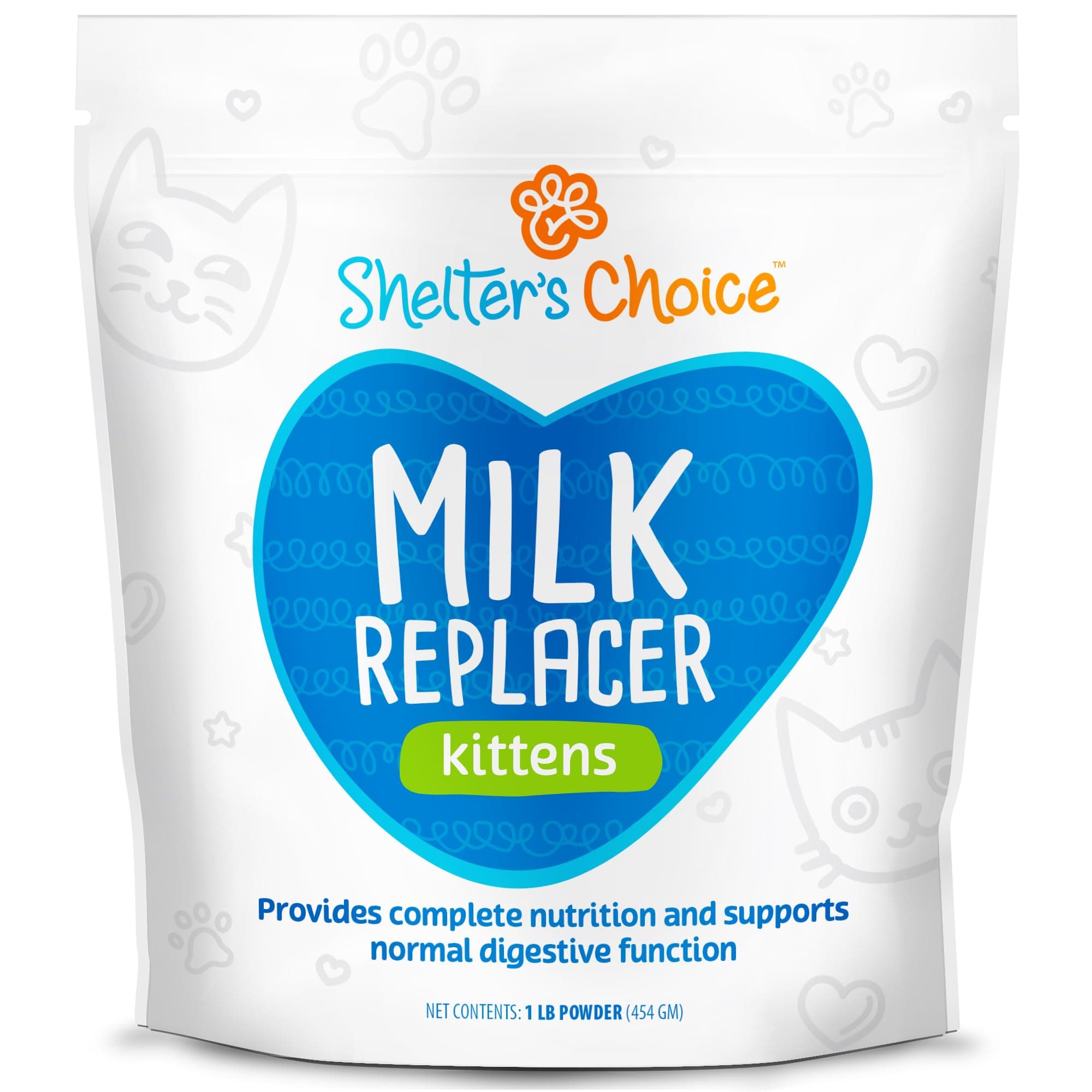 Revival Animal Health Shelter’s Choice Kitten Milk Replacer Powder, Complete and Balanced Milk Formula for Kittens and Adult Cats, Supports Healthy Growth and Digestion, 1 lb