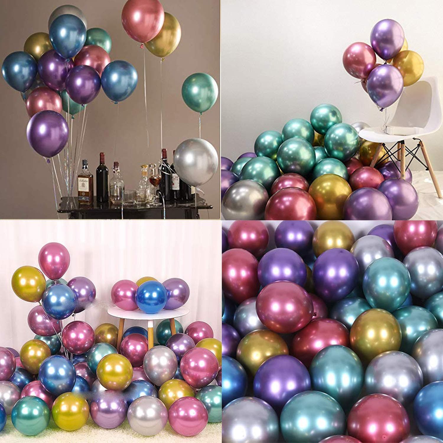 Cettkowns50-Pack 12" Latex Metallic Balloons for Wedding Birthday Baby Shower Christmas Festival Anniversary Party Picnic or any Friends & Family Party Decorations (Multicolor)