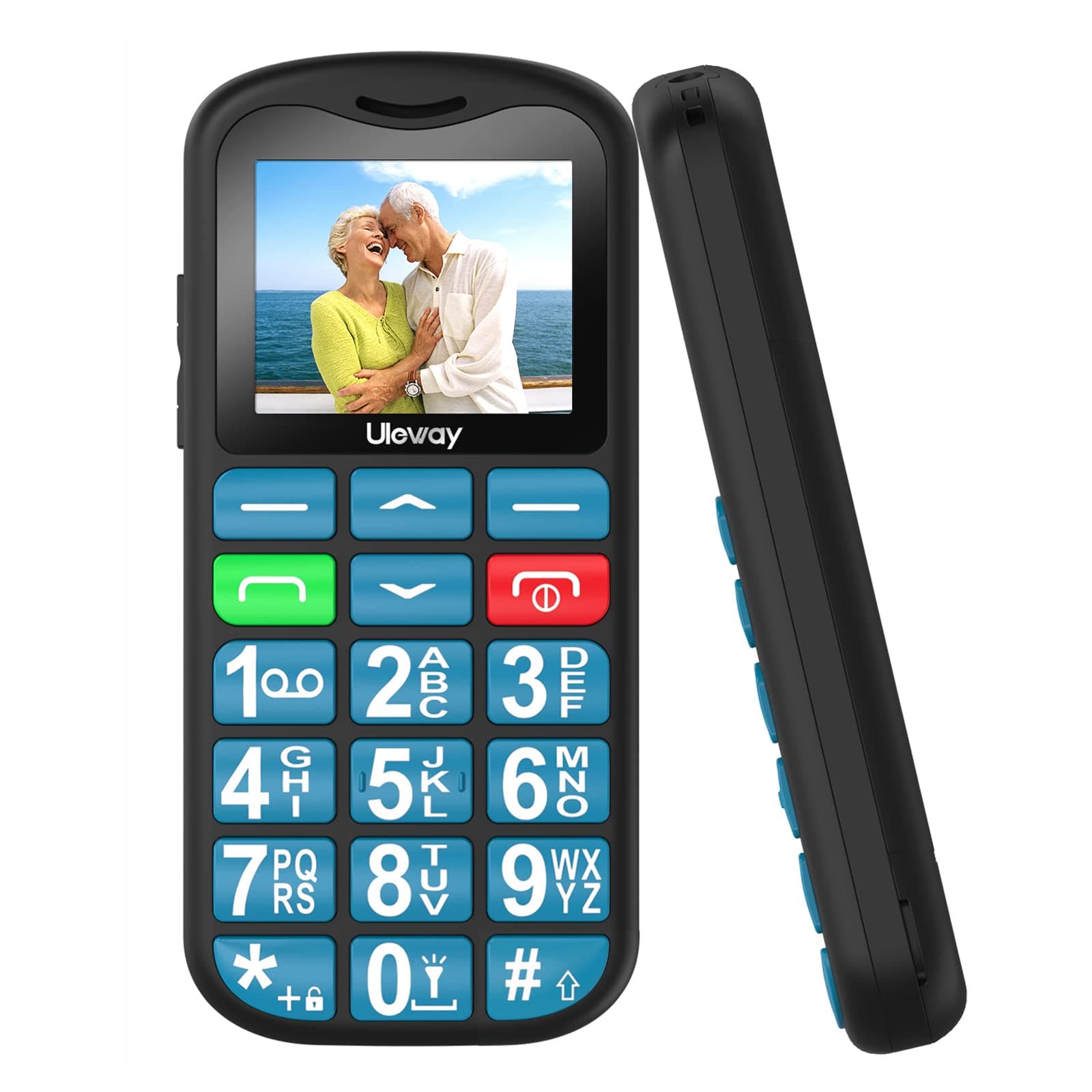 uleway Big Button Mobile Phone for Elderly - Easy to Use Basic Device With SOS Emergency Button, Large Volume, Flashlight, FM Radio (Black)