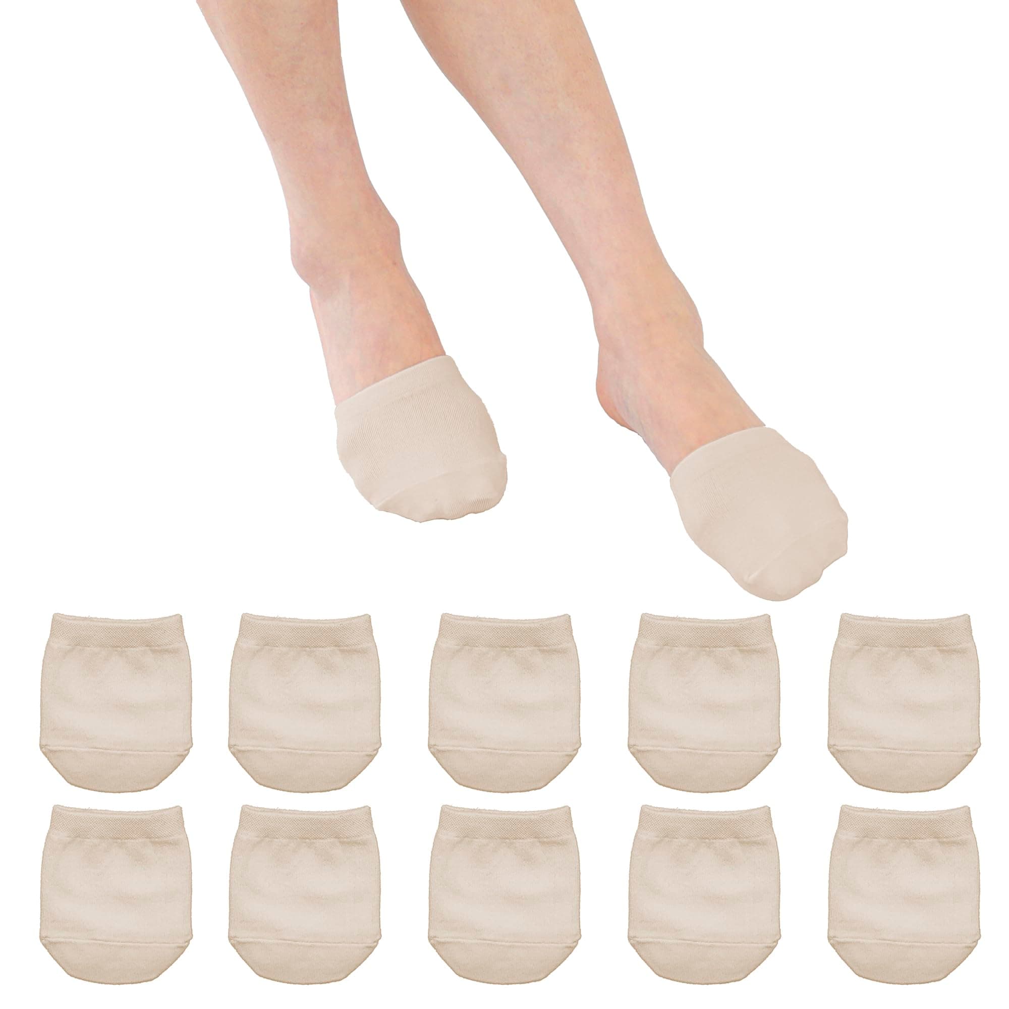 5 Pairs Premium Cotton Mule Socks for Women Well-Made Toe Topper No-Show Liner Socks, Comfortable, Breathable