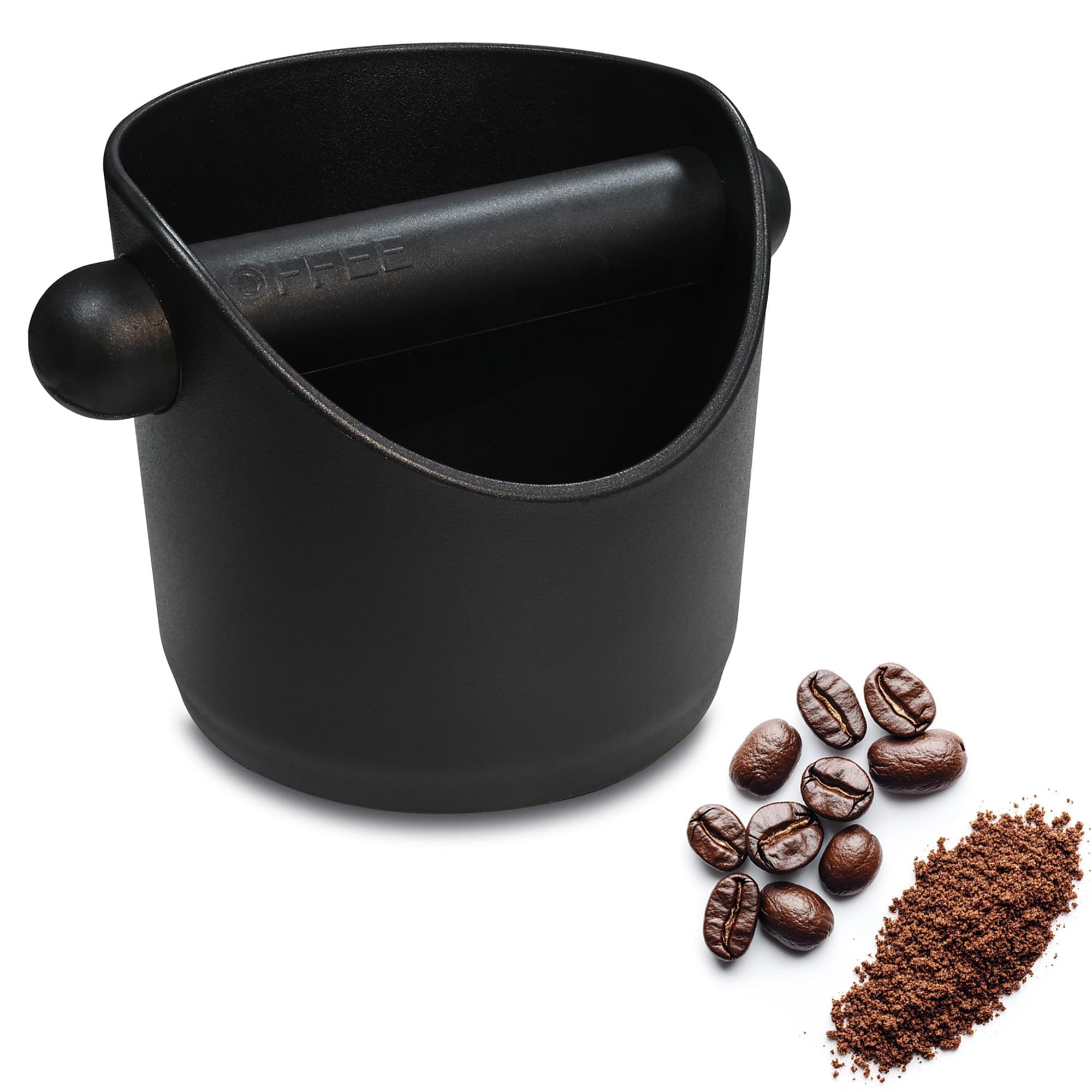 Espresso Compact Knock Box (4"x4"), Shock Absorbent Knock Box Non-Slip Base & Removable Rubber Knock Bar Coffee Puck Box, Durable Espresso Dump Bin for Home/Office, Dishwasher Safe