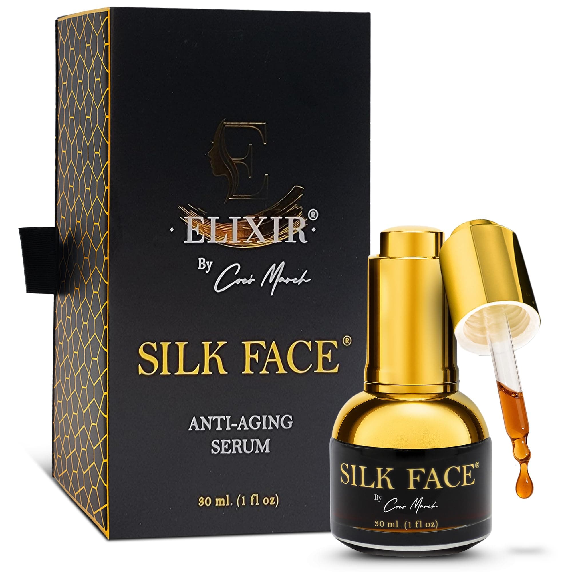 SILK FACE Elixir by Coco March for Fine Line Reduction, Luxurious Illumination, & Silky Radiance for Skin