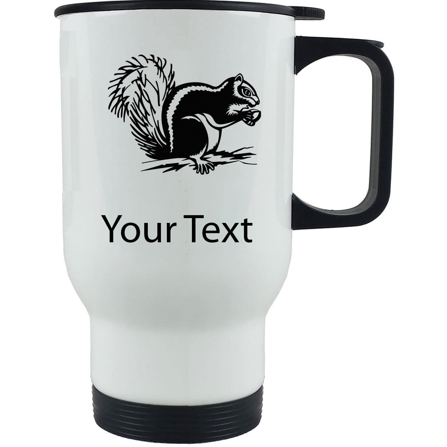 Personalized Custom Squirrel 14 Ounce White Stainless Steel Coffee Travel Mug