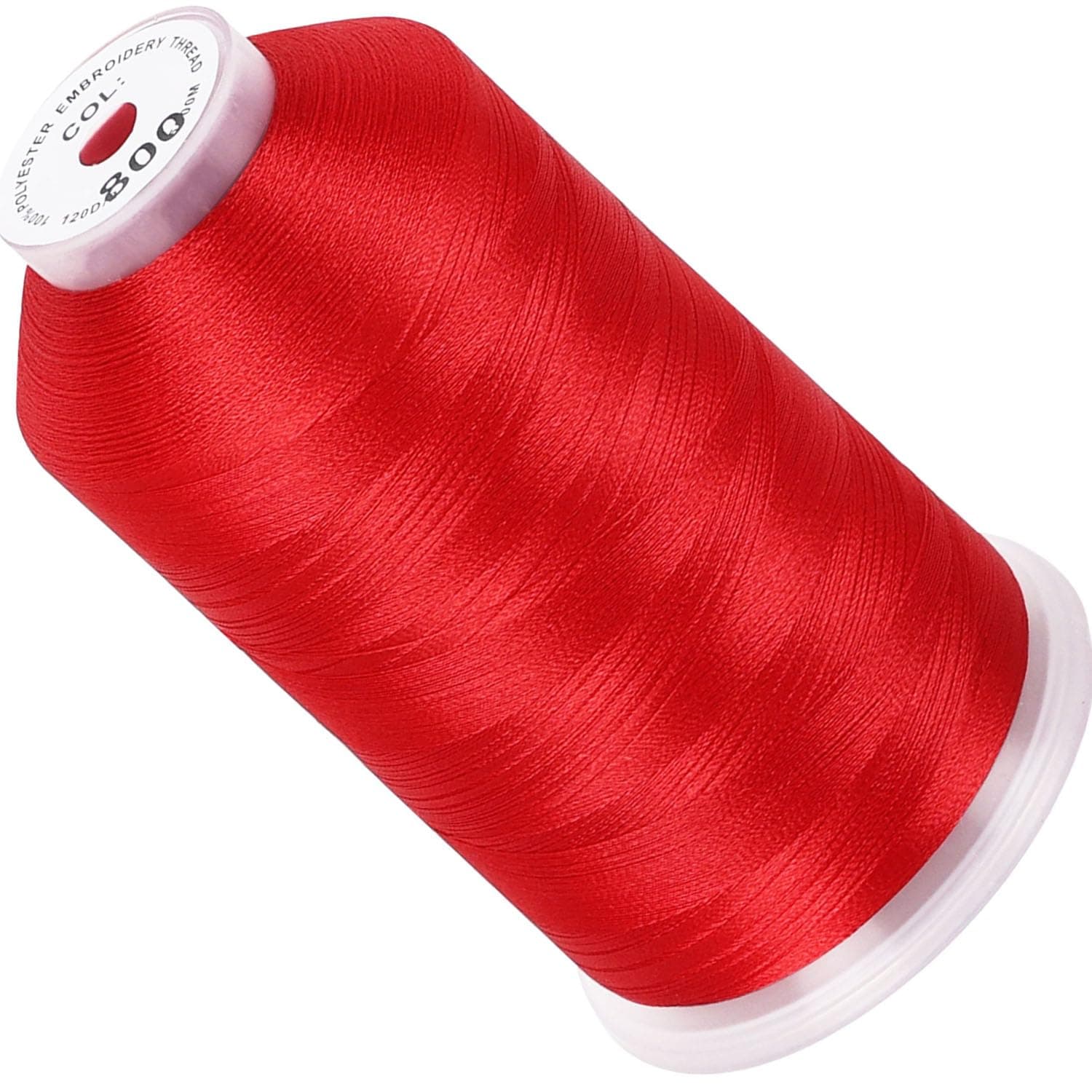 Single Huge Spool 5000M Each Polyester Embroidery Machine Thread 40WT for Commercial and Domestic Machines - Red