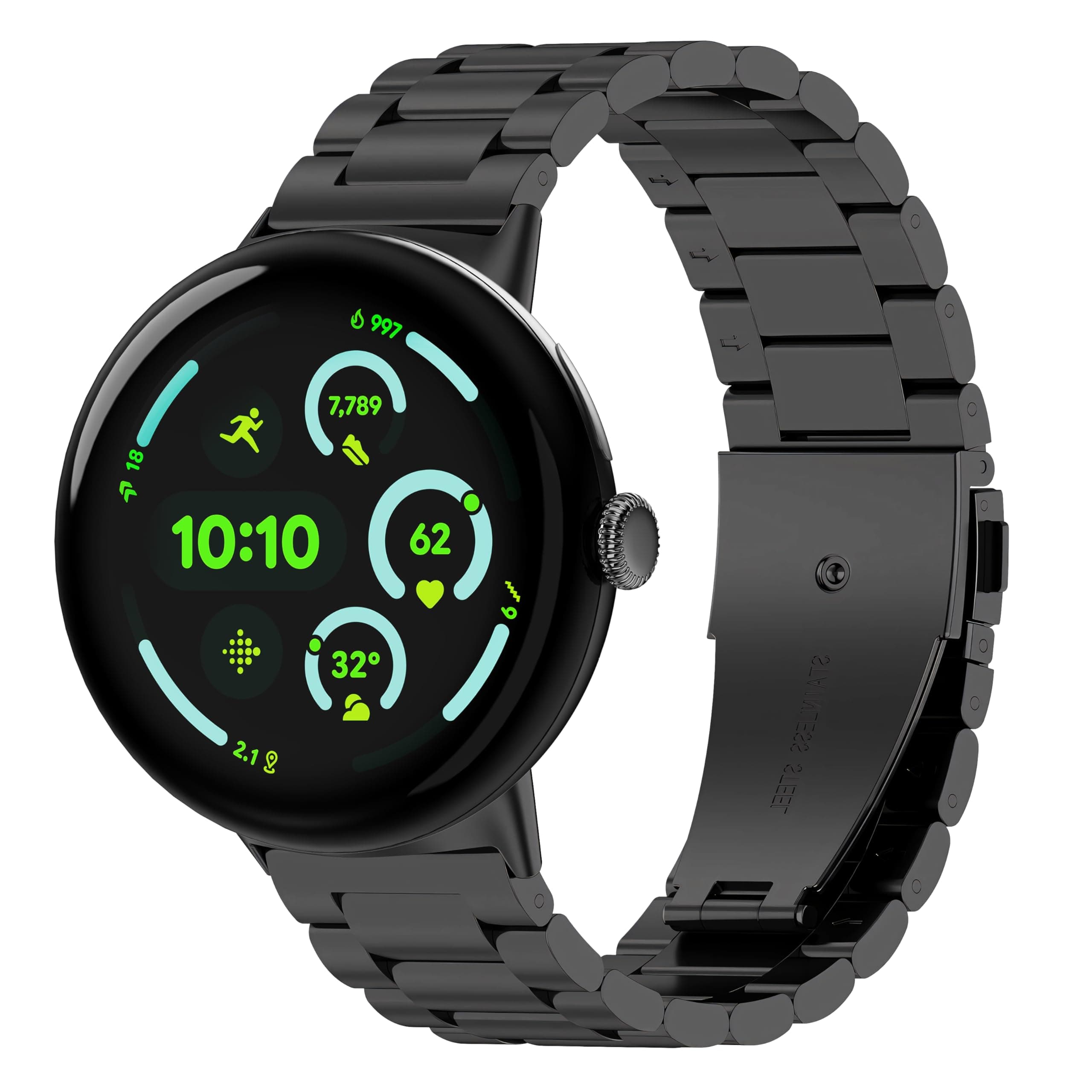 Polyjoy Metal Band Compatible with Google Pixel Watch 3 45mm Straps, Stainless Steel Replacement Strap Compatible for Pixel 3 41mm/Pixel 2/Pixel Watch Accessories Women Men