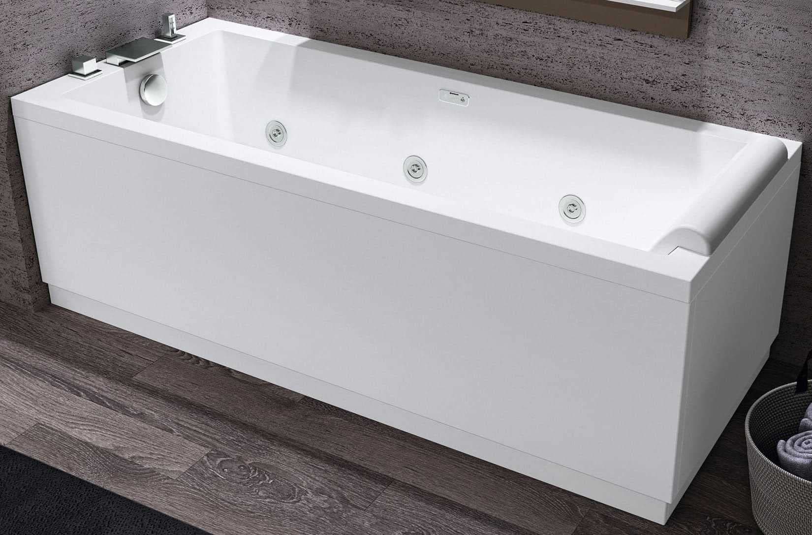Hydro Massage Bathroom Bath Tub NOVELLINI Calos 150x70 160X70 170X70 170x75 170x80 180x80 H58 cm Column Tap Mixer Waterfall 1 Front Panel 1 Reversible Side Whirlpool 6 Jets Control Frame Headrest