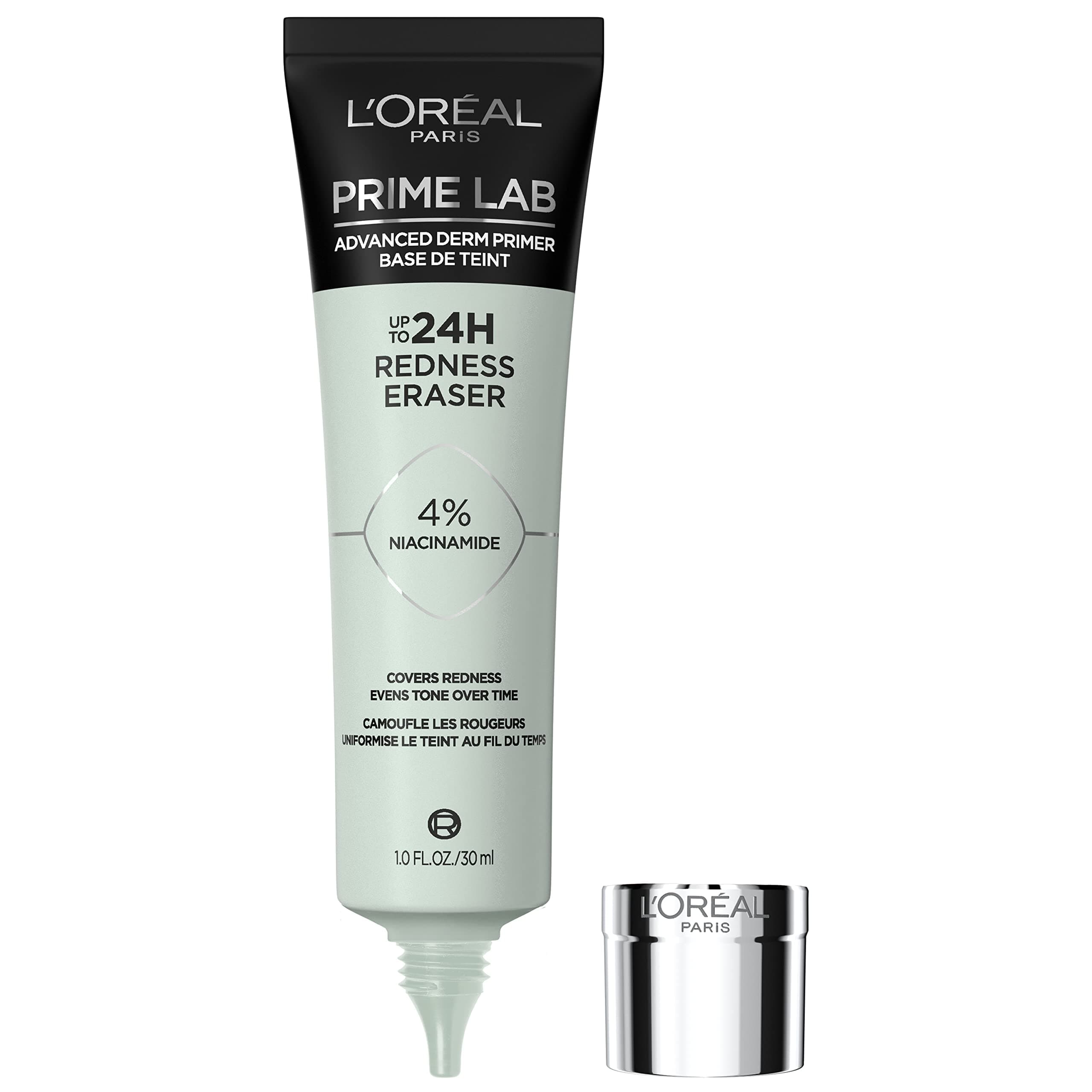 Prime Lab Up to 24H Redness Eraser Face Primer Infused with Niacinamide to Reduce Face Redness and Extend Makeup Wear, 1.01 Fl Oz