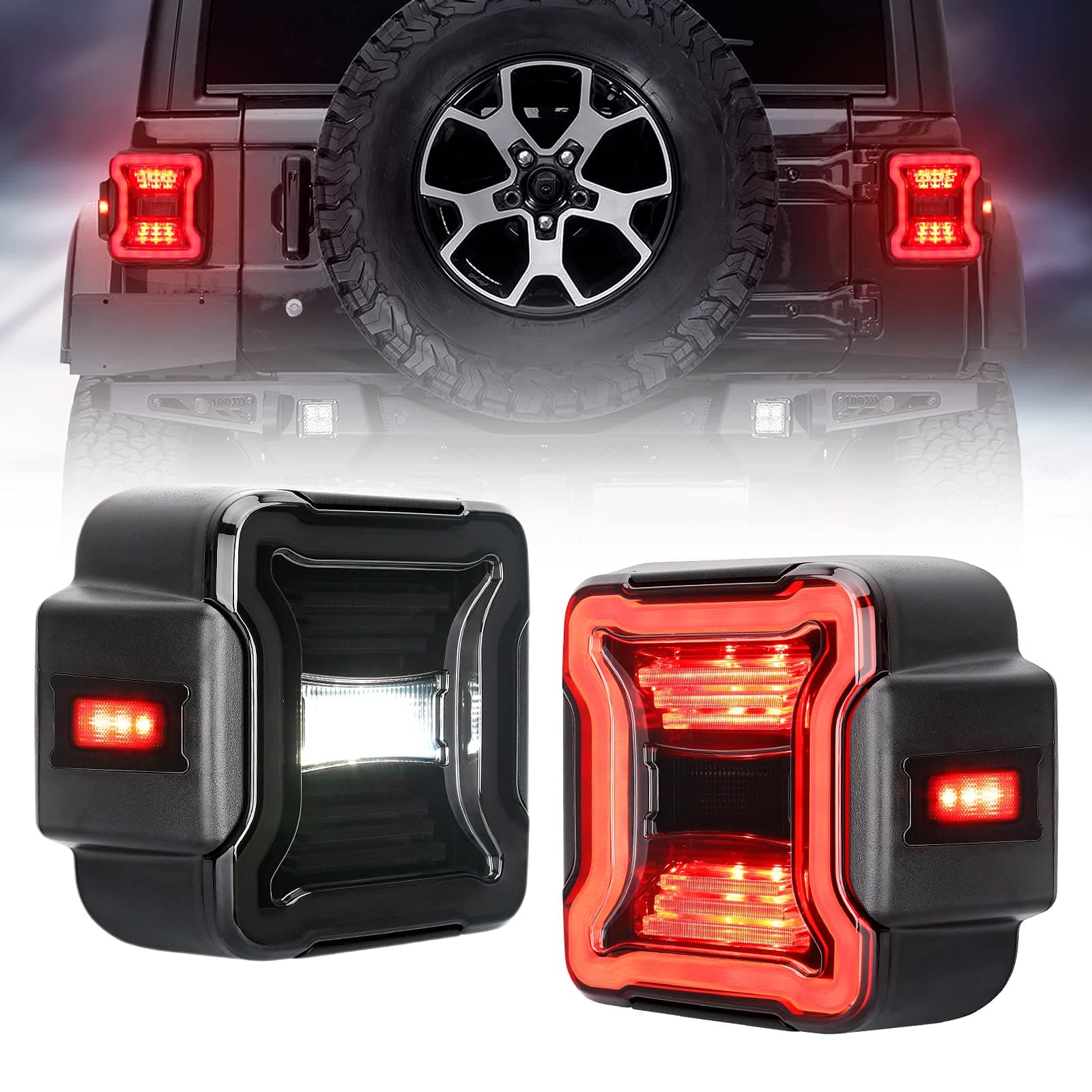 SUPAREE LED Tail Lights Fits for Wrangler JL 2018-2025 with Reverse Light Turn Signal Lamp Running Lights Side Marker Light
