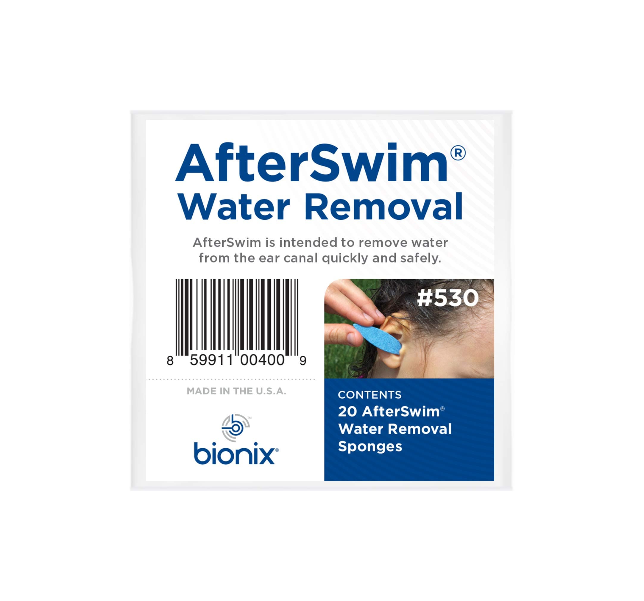 AfterSwim Water Removal- Absorbs Water From the Ear in Seconds. by Bionix Health at Home
