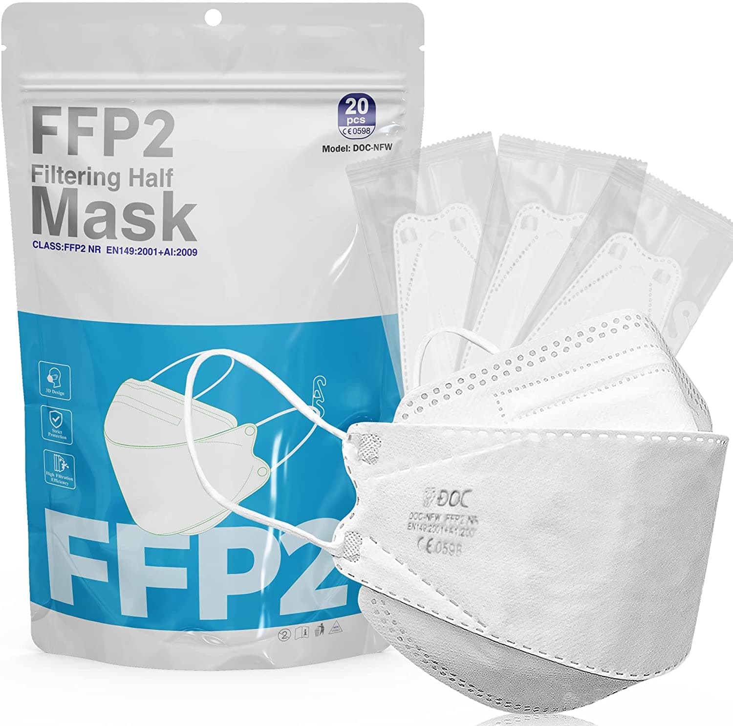 10 Pcs Individually Packed FFP2 Face Masks UK Certified