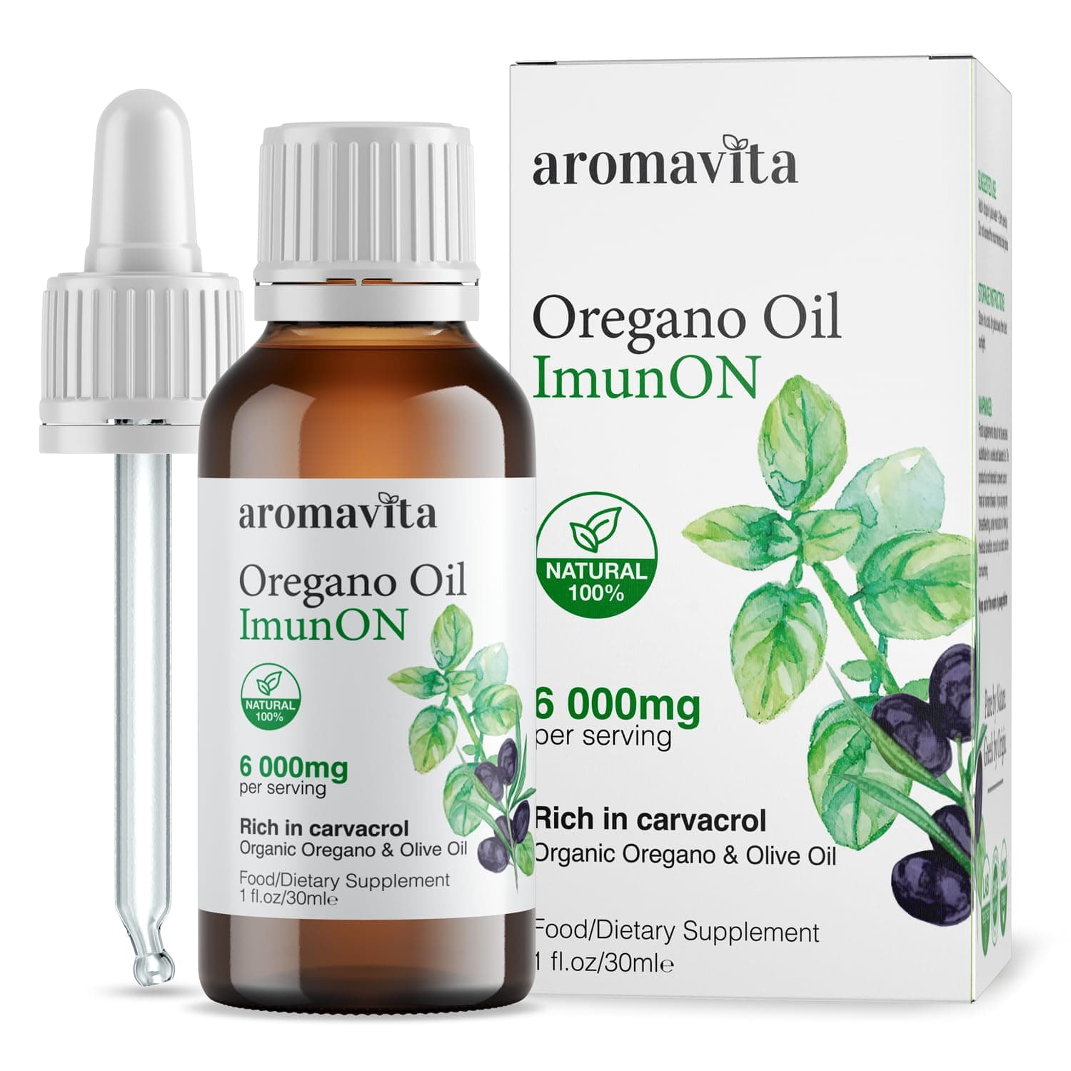 ImunON Oregano Oil Liquid (86–90% Carvacrol) – High Potency Greek Organic Oregano Oil Drops – Supports Immune & Digestive Health – Pure Oil Blend, Lab Tested – 1fl.oz