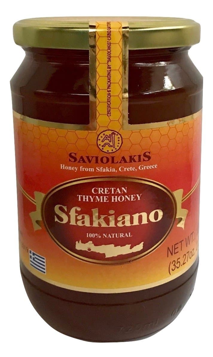GREEK HONEY SFAKIANO Premium Raw Thyme Honey from Sfakia Crete Greece by Saviolakis Family (1000g 2.2 lbs)