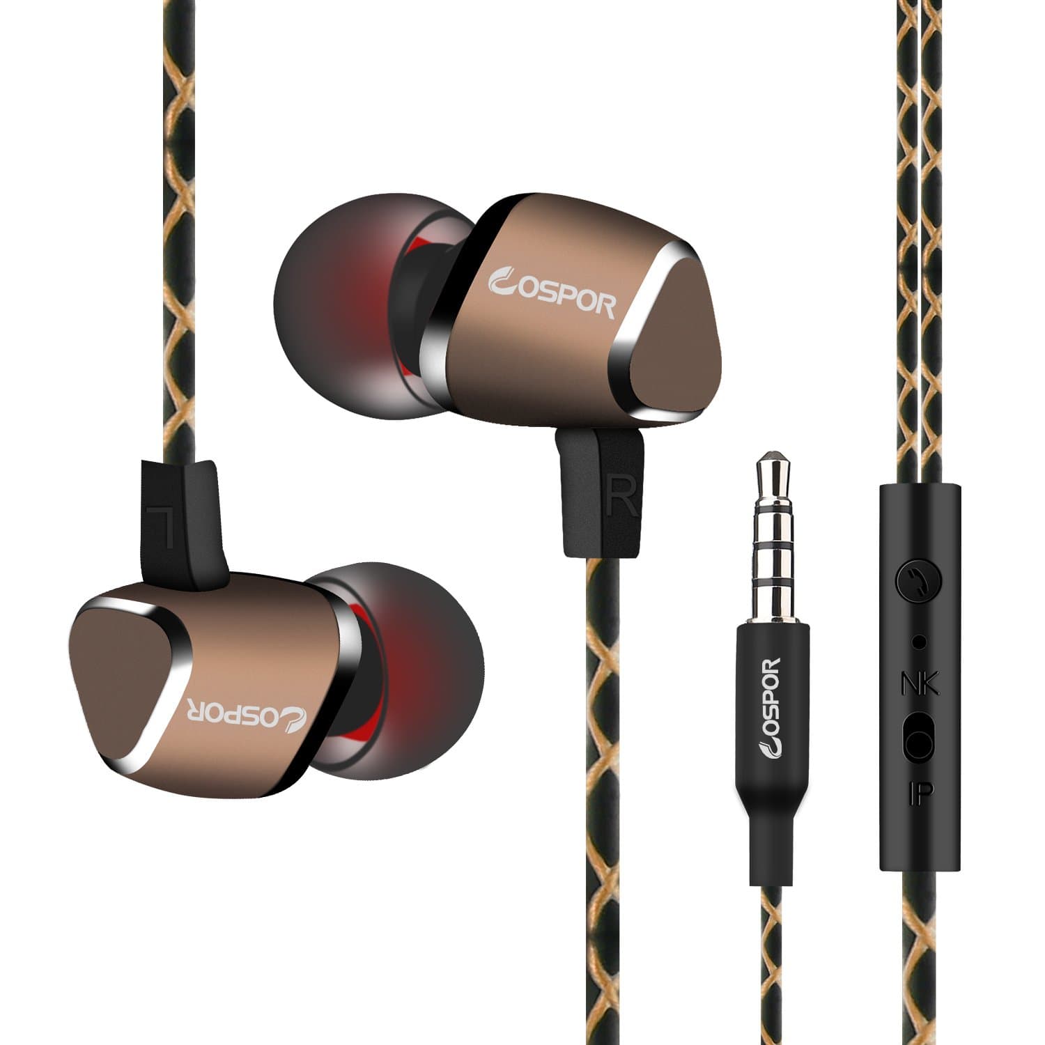 Earbuds with Microphone,COSPOR In-Ear Magnetic Earphones Noise Reduction for Sports (Gold)