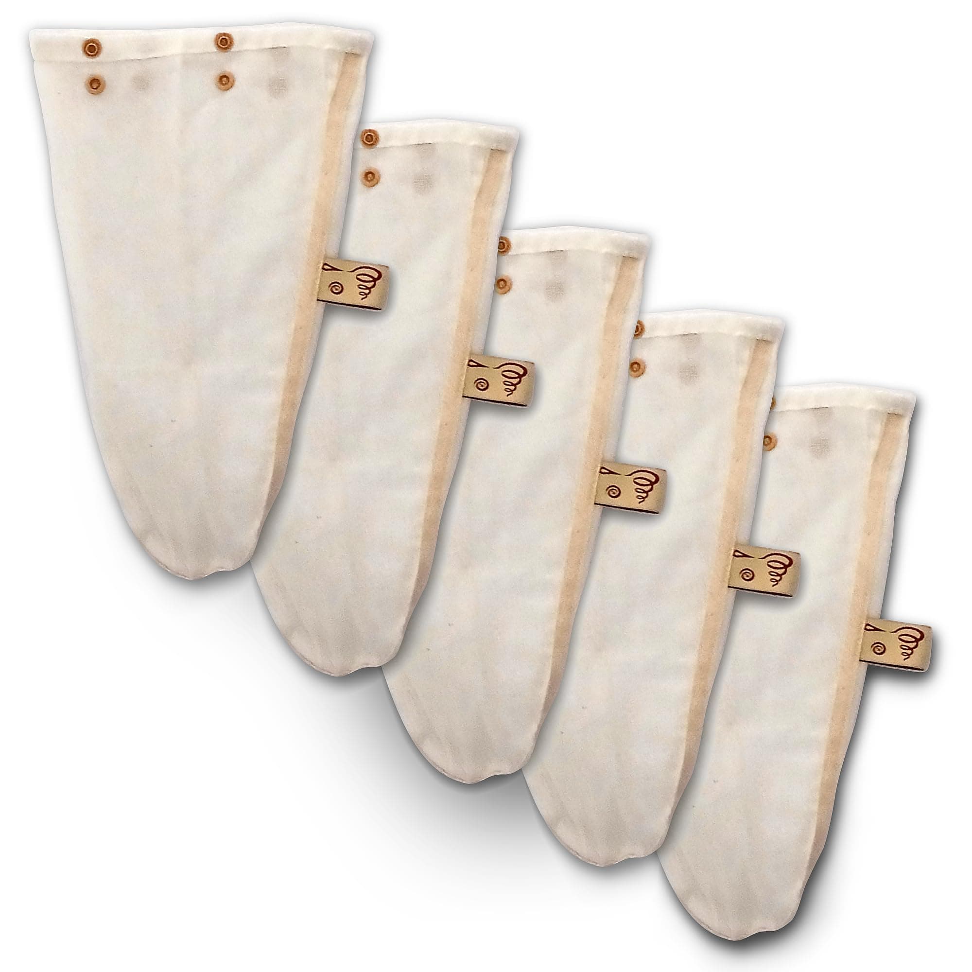 Twister Grade 80 Cheesecloth Strainer System REPLACEMENT Bag 5 Pack- Try as a small Nut Milk Bag, Unbleached Cotton Muslin Kitchen Cloth, Reusable Extra Fine Mesh Fabric 11” Sock