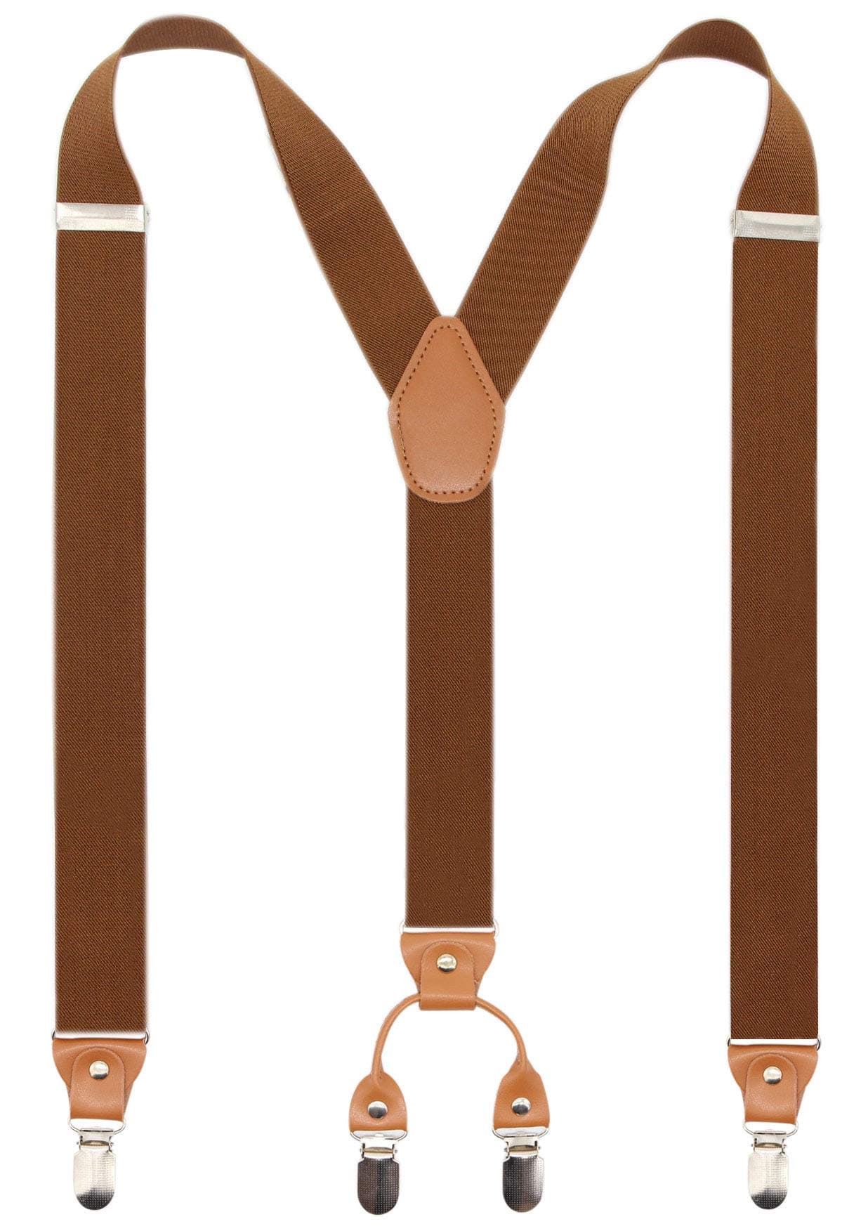 Men’s Y-Back 4 Metal Clip Elastic Wide Suspenders Perfect For Both Casual&Formal
