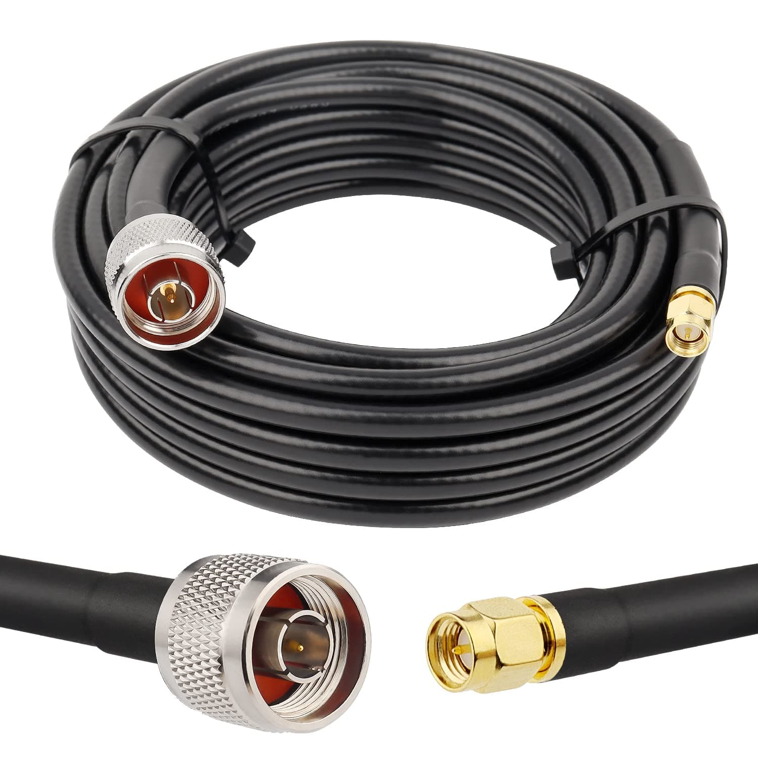 20ft SMA to N KMR240 SMA Male to N Male Low Loss 50 Ohm Coaxial Cable