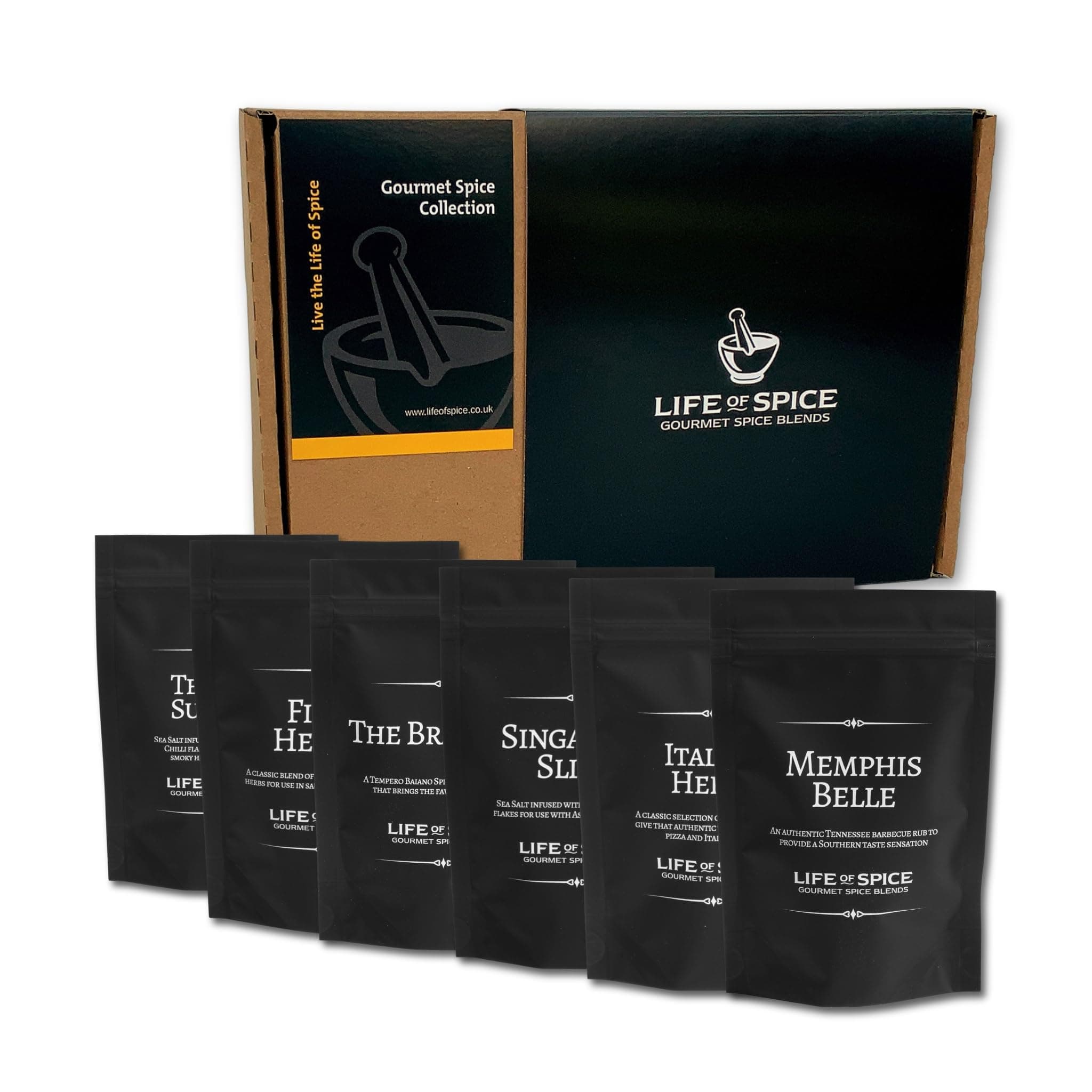 Six Pouch Gift Set | Spice Rubs, Salts, Herbs and Baking Spices Gifts | Choose any SIX | Unique Gift for Christmas or Birthday for the Food Lover in your Family | 30 Flavours to Choose