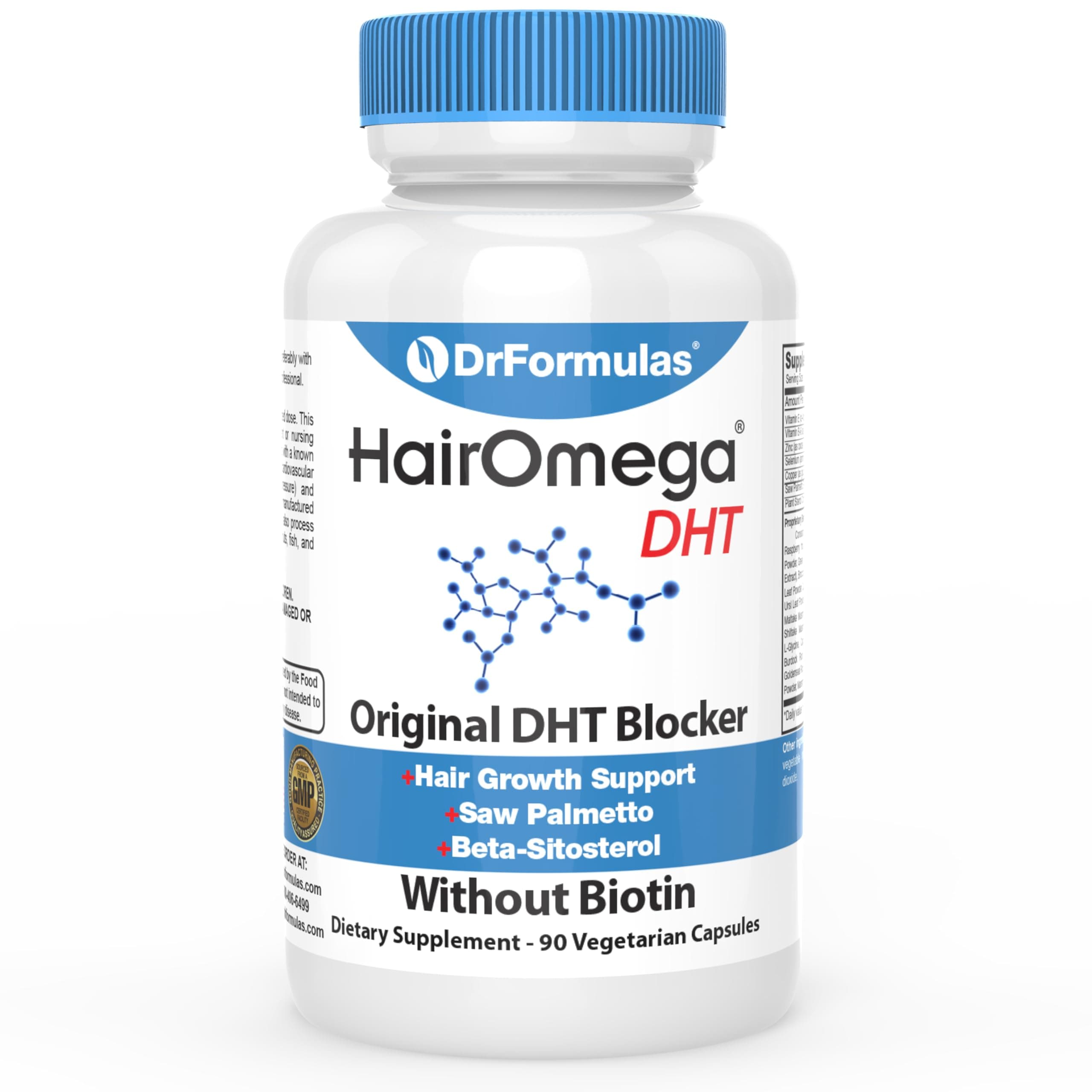 Original Hair Vitamins without Biotin | HairOmega DHT Blocker | Hair Growth Supplement Pills, 45 Day Supply