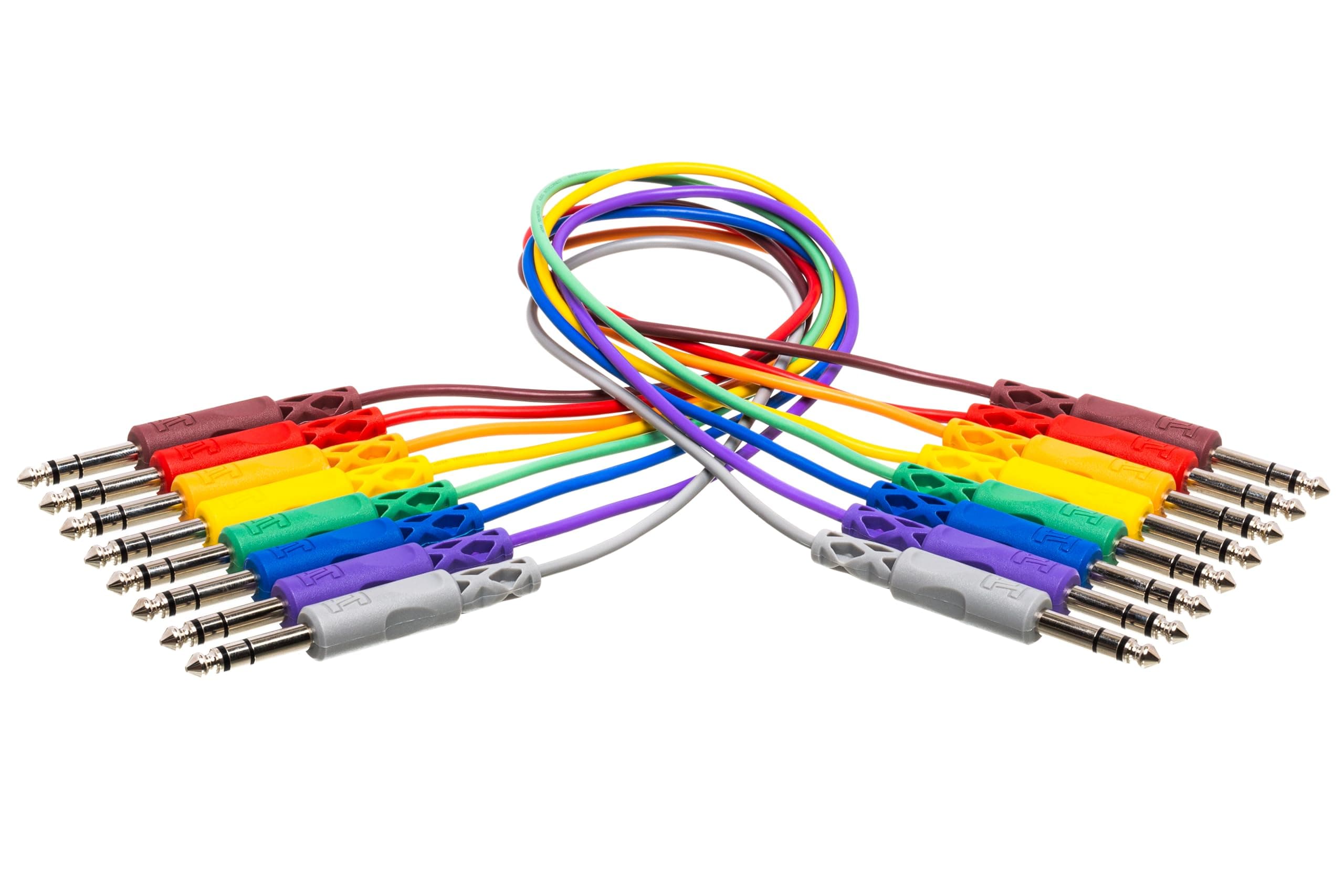 Hosa CSS-830 1/4" TRS to Same Balanced Patch Cables, 1 Foot-Multicolor