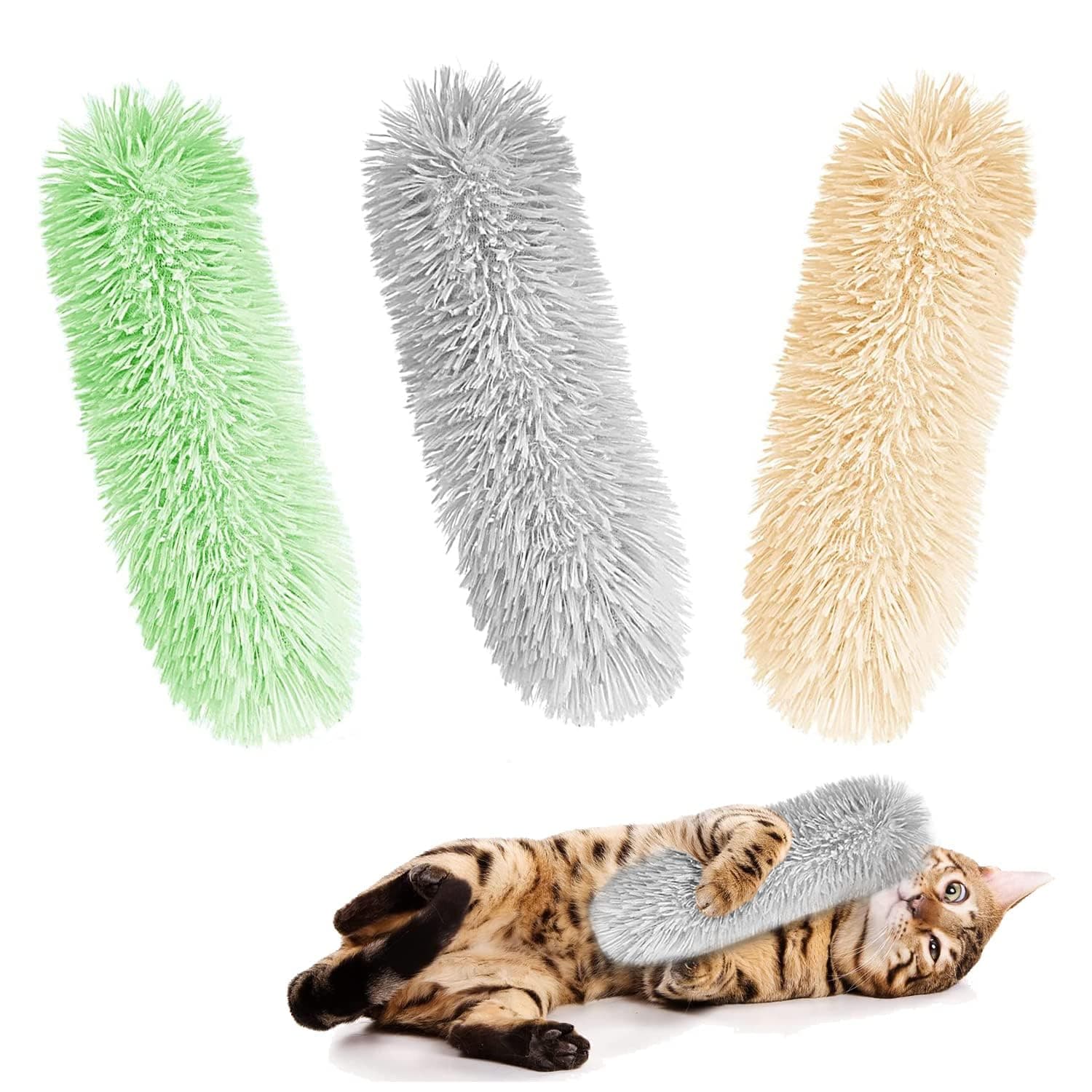 SUPERFA 3 Pack Catnip Toys for Indoor Adult Kittens, Interactive Plush Cat Toys with Built-in Catnip and Sound, Small